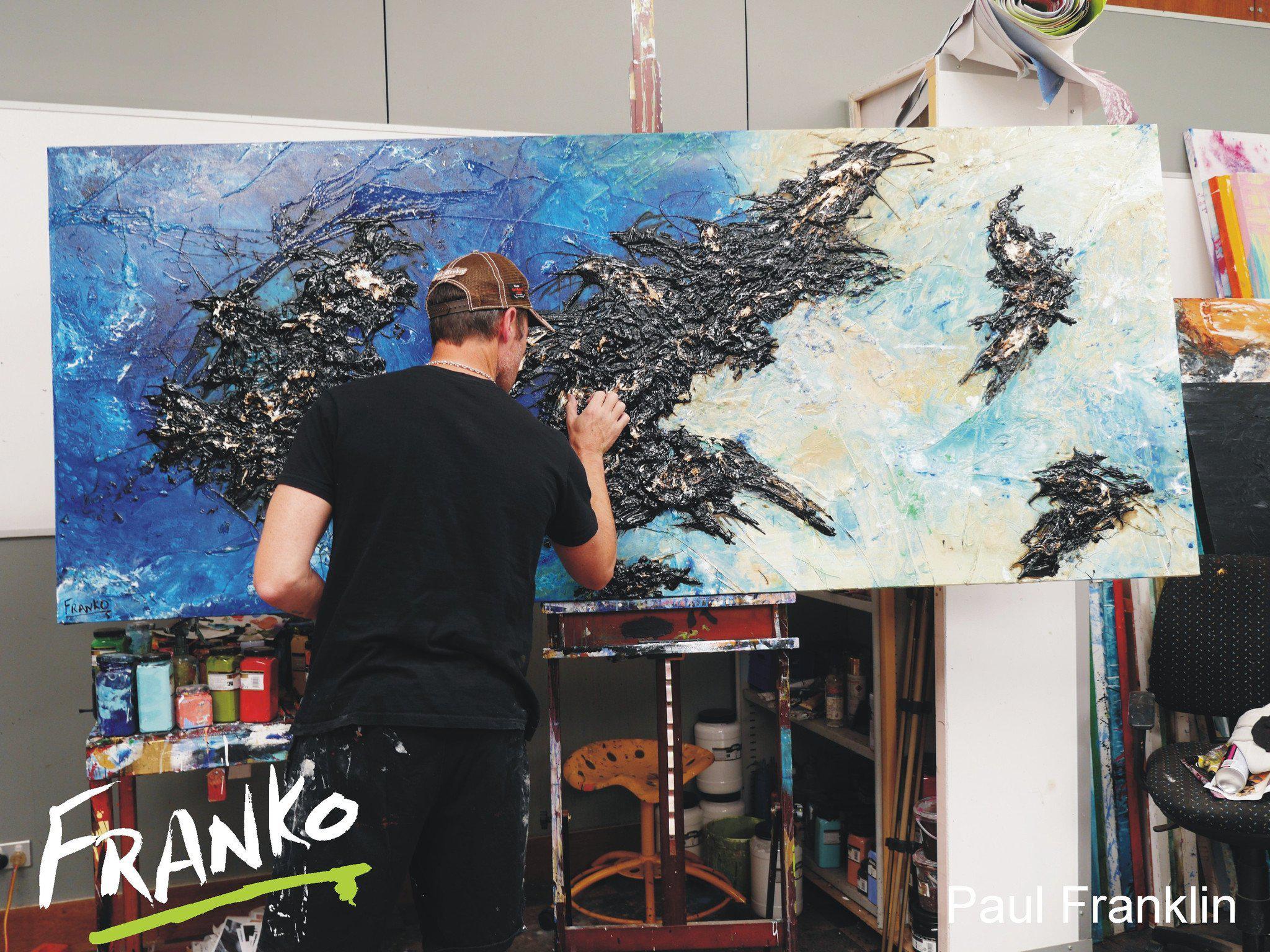 Dare To Dream 240cm x 100cm Blue Abstract Painting (SOLD)-abstract-[Franko_Artist]-[The_Block]-[Dream_Homes]-[ideas]- [Grand_Designs]-Franklin Art Studio