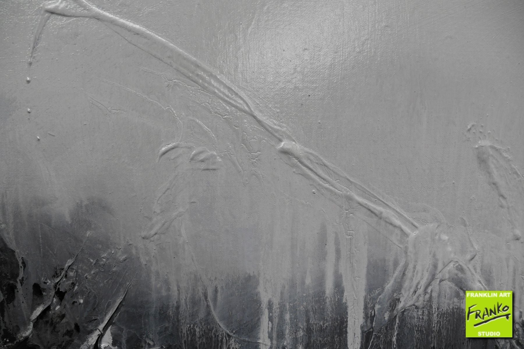 Dark 140cm x 100cm Black Grey Textured Abstract Painting (SOLD)