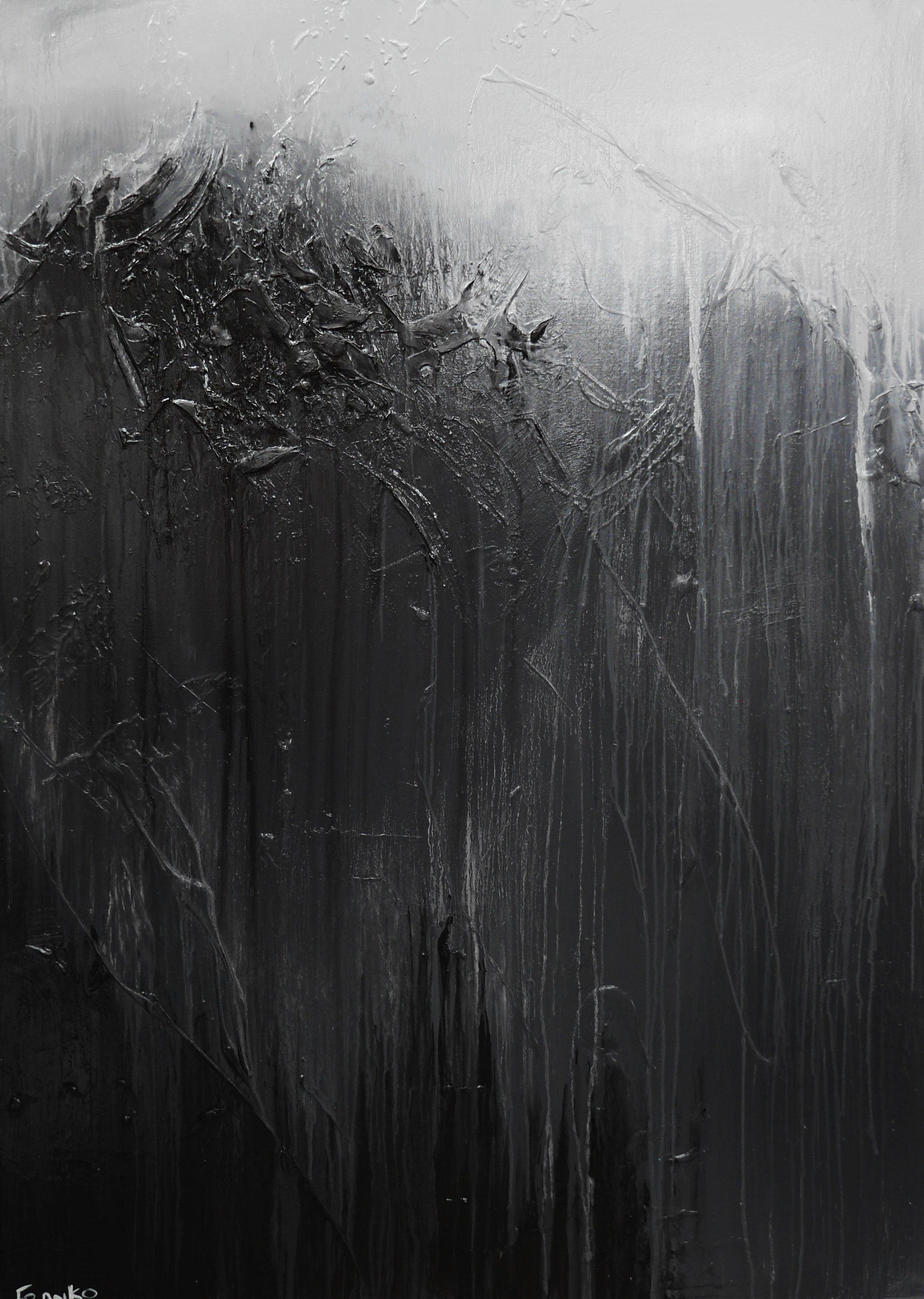 Dark 140cm x 100cm Black Grey Textured Abstract Painting (SOLD)-Abstract-[Franko_Artist]-[Australian_artist]-[Gold_Coast]-[Brisbane]-[modern]-[contemporary]-[original]-[Large_artwork]-Franklin Art Studio