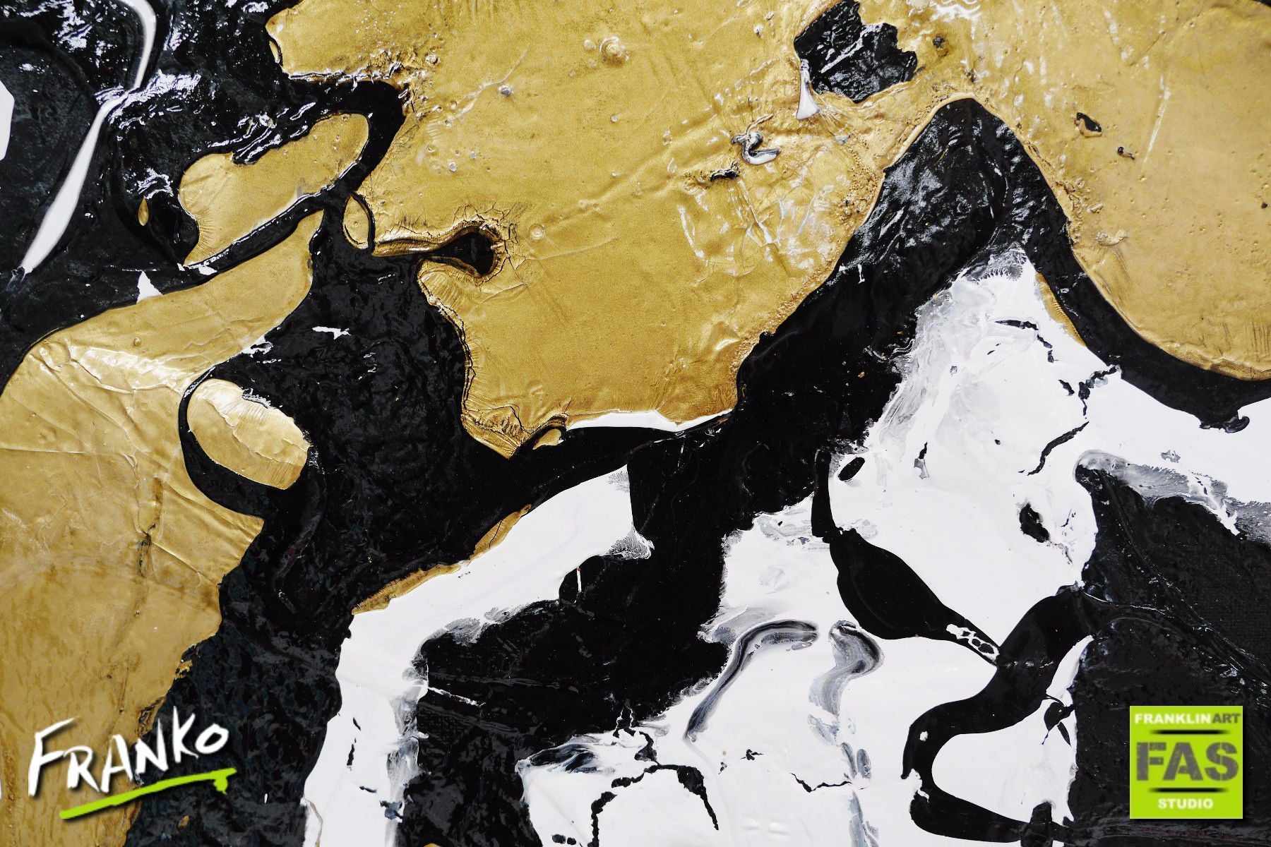 Darker Wild Thing 120cm x 100cm Black White Gold Abstract Painting-abstract-[Franko]-[Artist]-[Australia]-[Painting]-Franklin Art Studio