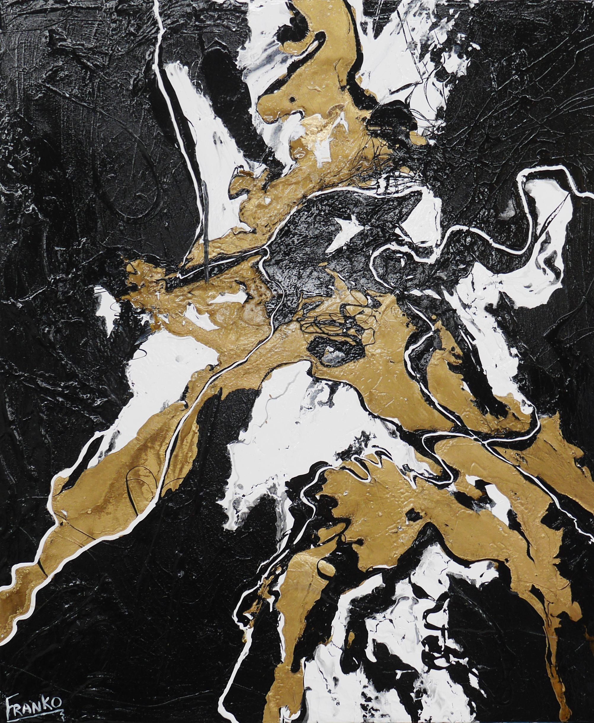 Darker Wild Thing 120cm x 100cm Black White Gold Abstract Painting-abstract-[Franko_Artist]-[Australian_artist]-[Gold_Coast]-[Brisbane]-[modern]-[contemporary]-[original]-[Large_artwork]-Franklin Art Studio