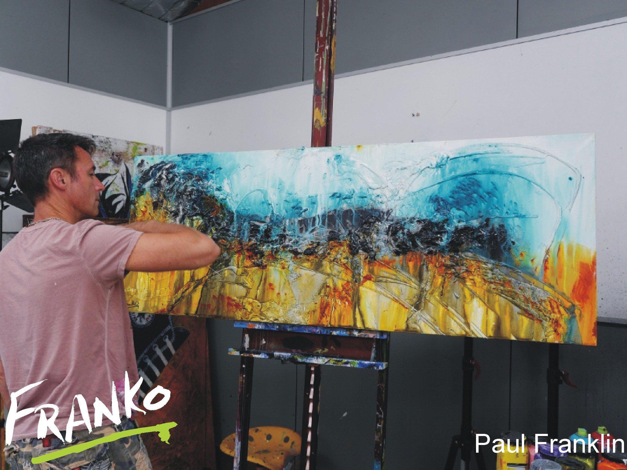 De De Da 160cm x 60cm Blue Yellow Abstract Painting (SOLD)-abstract-[Franko_Artist]-[The_Block]-[Dream_Homes]-[ideas]- [Grand_Designs]-Franklin Art Studio