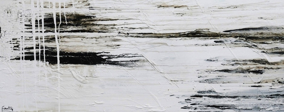 Decayed Beautish 200cm x 80cm Huge White Black Abstract Painting (SOLD)-Abstract-[Franko_Artist]-[Australian_artist]-[Gold_Coast]-[Brisbane]-[modern]-[contemporary]-[original]-[Large_artwork]-Franklin Art Studio