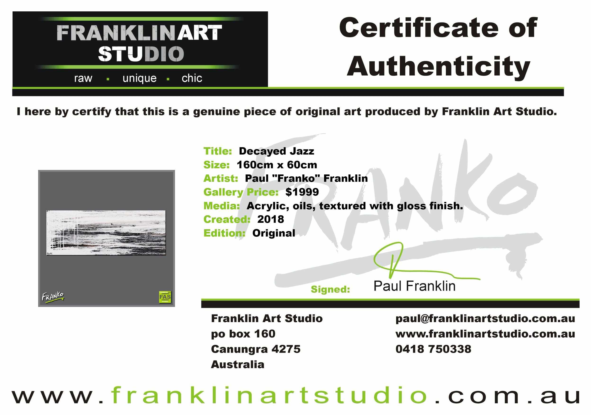 Decayed Jazz 160cm x 60cm White Black Abstract Painting (SOLD)-Abstract-[Franko_Artist]-[The_Block]-[Dream_Homes]-[ideas]-[Grand_Designs]-[Art_Lover]-Franklin Art Studio