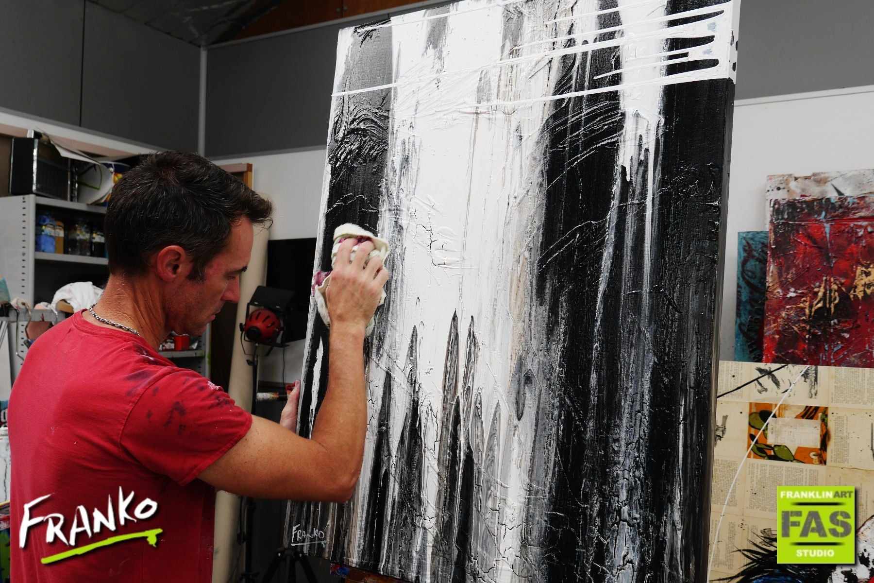 Decayed Moments 75cm x 100cm White Black Abstract Painting (SOLD)-Abstract-[Franko_Artist]-[The_Block]-[Dream_Homes]-[ideas]- [Grand_Designs]-Franklin Art Studio