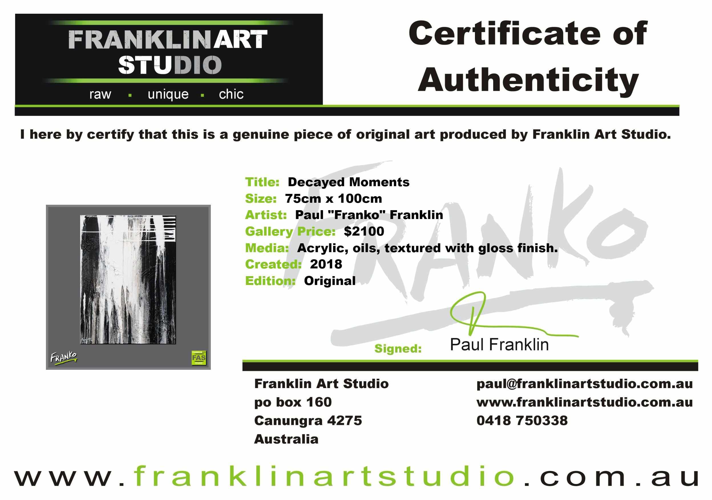 Decayed Moments 75cm x 100cm White Black Abstract Painting (SOLD)-Abstract-[Franko_Artist]-[The_Block]-[Dream_Homes]-[ideas]-[Grand_Designs]-[Art_Lover]-Franklin Art Studio