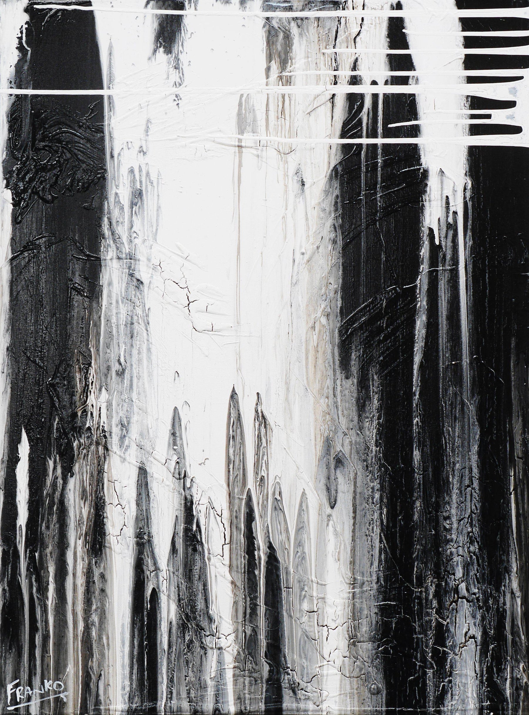 Decayed Moments 75cm x 100cm White Black Abstract Painting (SOLD)-Abstract-[Franko_Artist]-[Australian_artist]-[Gold_Coast]-[Brisbane]-[modern]-[contemporary]-[original]-[Large_artwork]-Franklin Art Studio