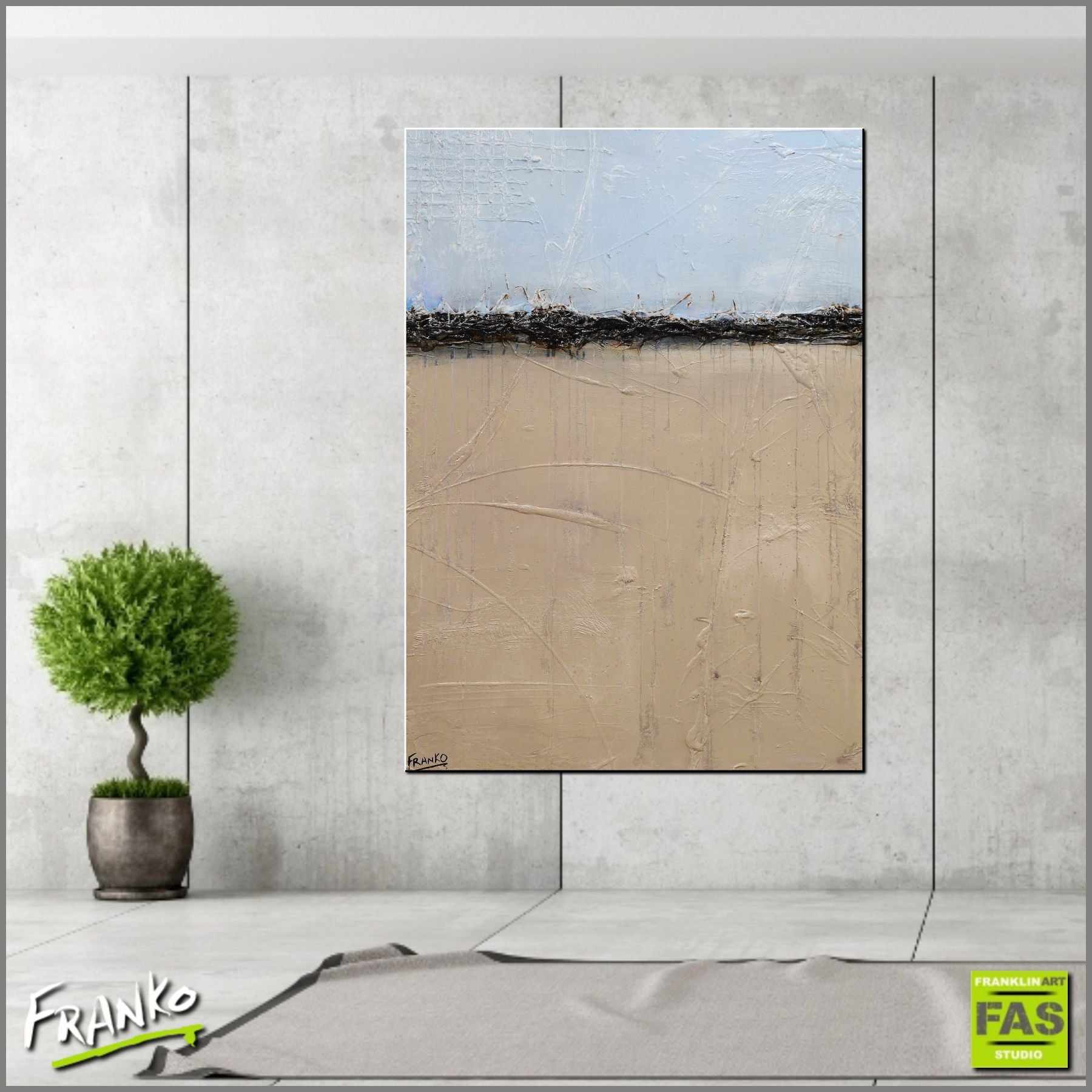 Deep Landscape 140cm x 100cm Creme Blue Abstract Painting (SOLD)-Abstract-[Franko_Artist]-[Australian_artist]-[Gold_Coast]-[Brisbane]-[modern]-[contemporary]-[original]-[Large_artwork]-[The_Block]-[Dream_Homes]-[ideas]-[Grand_Designs]-[Art_Lover]-Franklin Art Studio