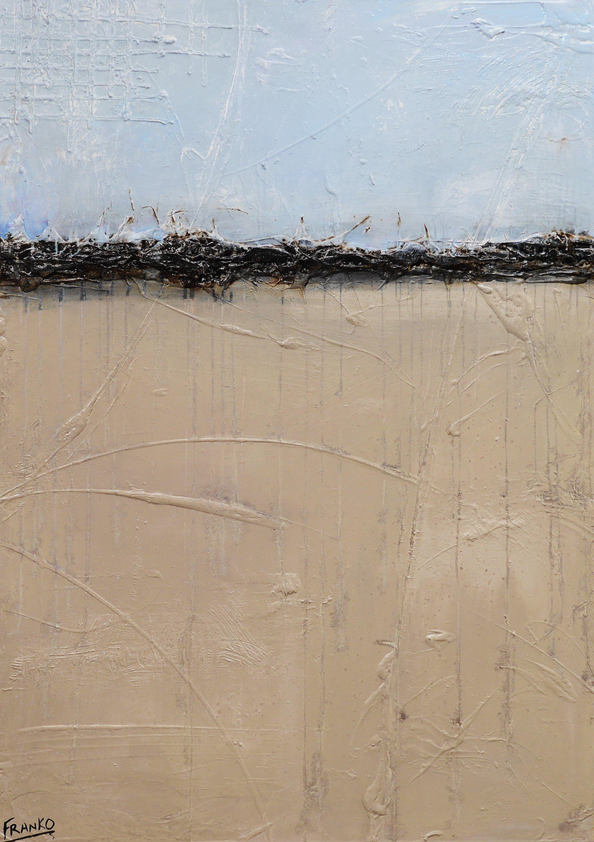 Deep Landscape 140cm x 100cm Creme Blue Abstract Painting (SOLD)-Abstract-[Franko_Artist]-[Australian_artist]-[Gold_Coast]-[Brisbane]-[modern]-[contemporary]-[original]-[Large_artwork]-Franklin Art Studio