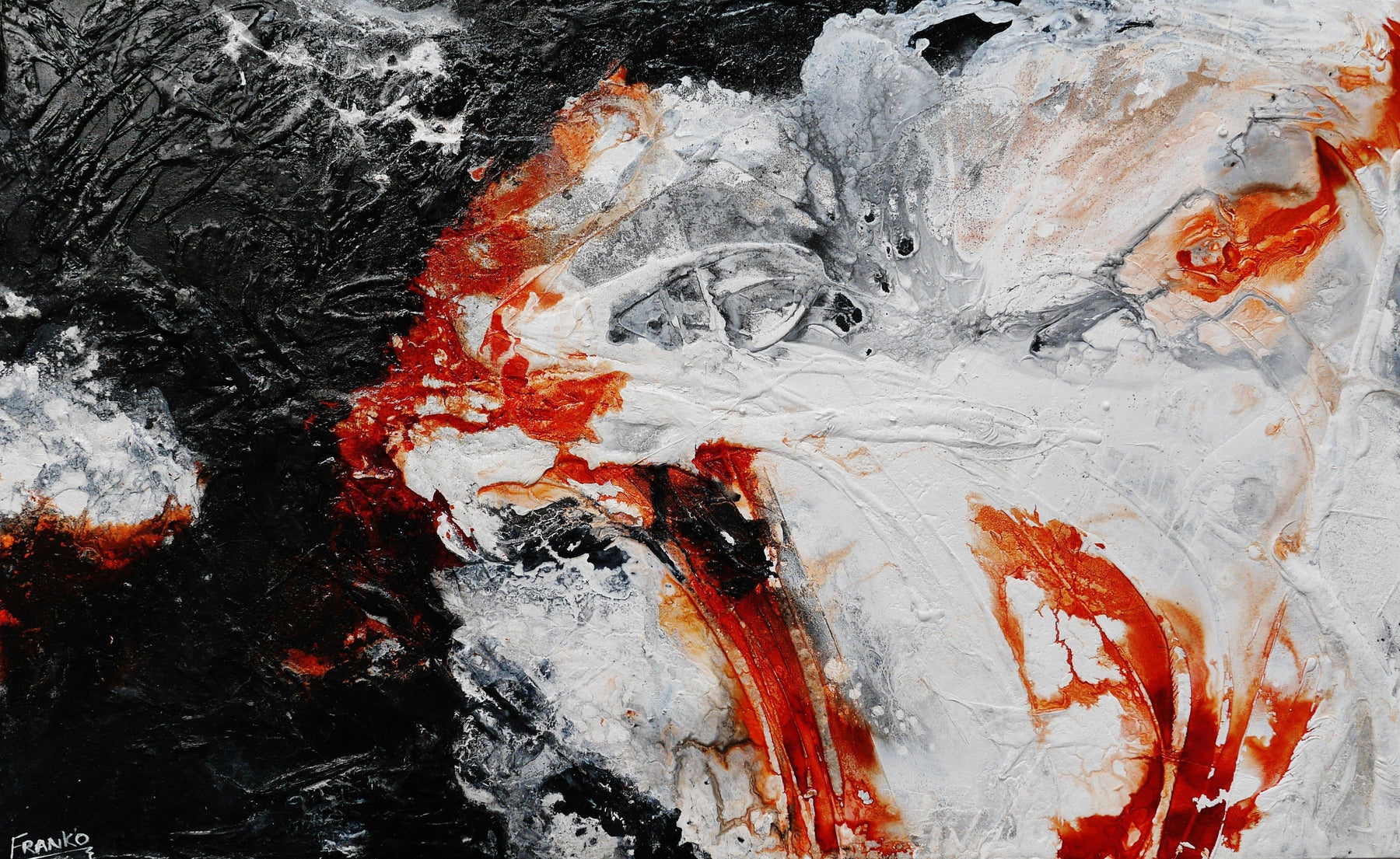 Deep Slate and Rust 160cm x 100cm White Black Rust Textured Abstract Painting (SOLD)-Abstract-[Franko_Artist]-[Australian_artist]-[Gold_Coast]-[Brisbane]-[modern]-[contemporary]-[original]-[Large_artwork]-Franklin Art Studio