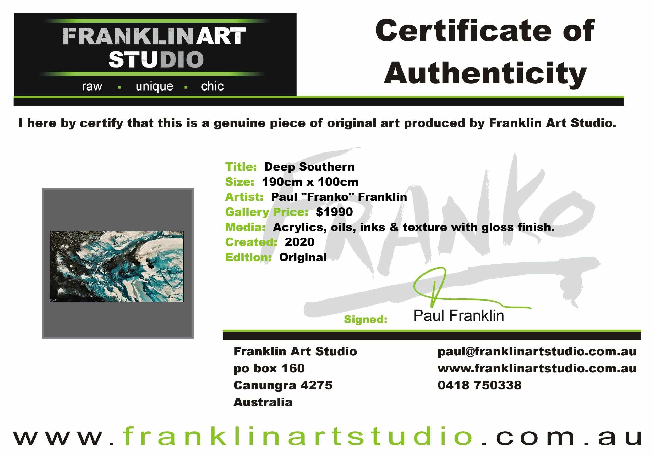 Deep Southern 190cm x 100cm Teal Black Textured Abstract Painting (SOLD)-Abstract-[Franko_Artist]-[The_Block]-[Dream_Homes]-[ideas]-[Grand_Designs]-[Art_Lover]-Franklin Art Studio