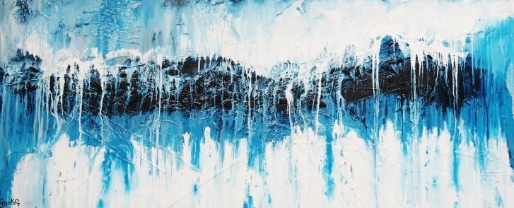 Denim Beauty 240cm x 100cm Blue Abstract Painting (SOLD)-abstract-[Franko_Artist]-[Australian_artist]-[Gold_Coast]-[Brisbane]-[modern]-[contemporary]-[original]-[Large_artwork]-Franklin Art Studio