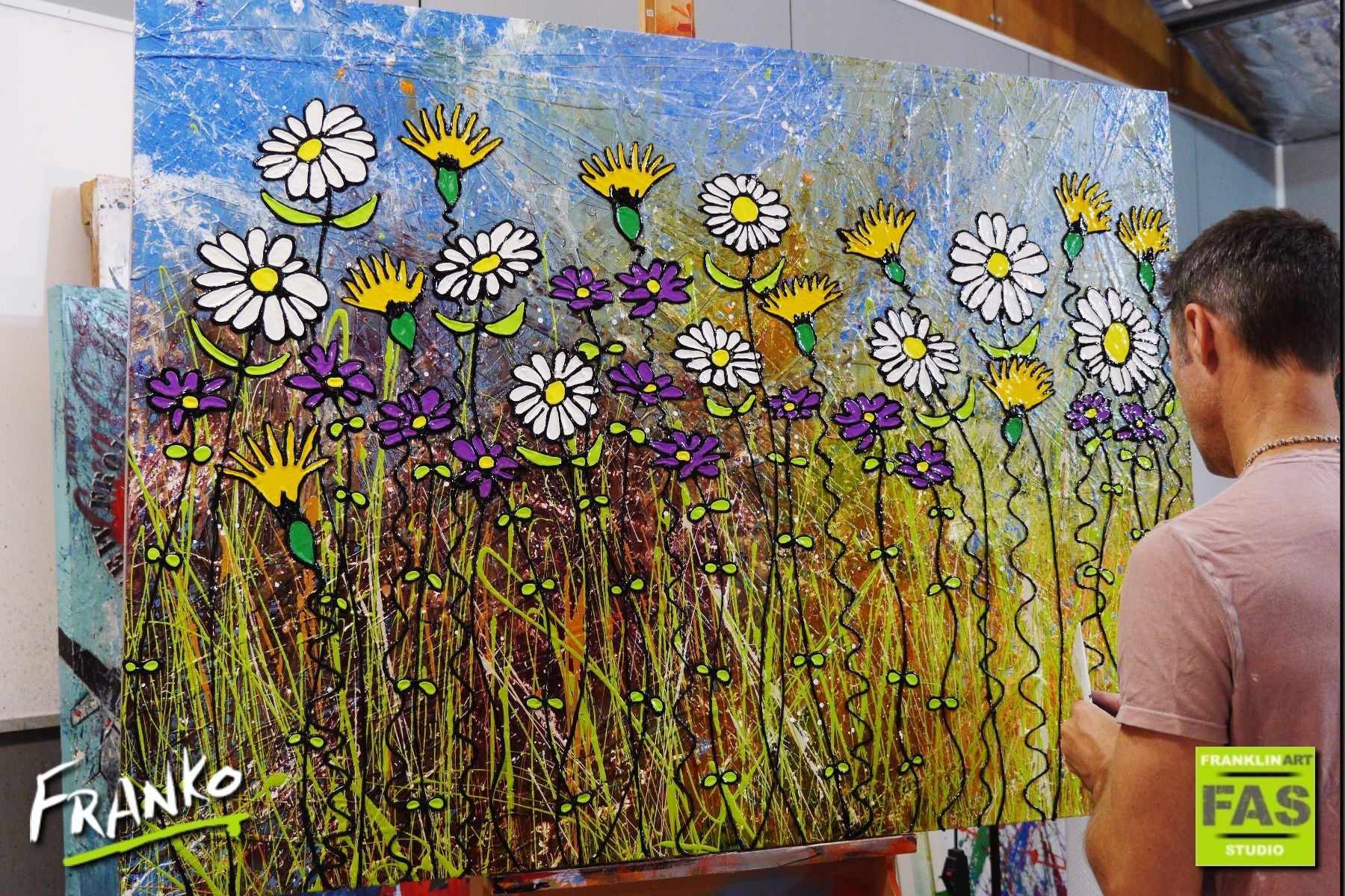 Desert Bloom 140cm x 100cm Flowers Painting (SOLD)-abstract realism-[Franko_Artist]-[The_Block]-[Dream_Homes]-[ideas]-[Grand_Designs]-[Art_Lover]-Franklin Art Studio