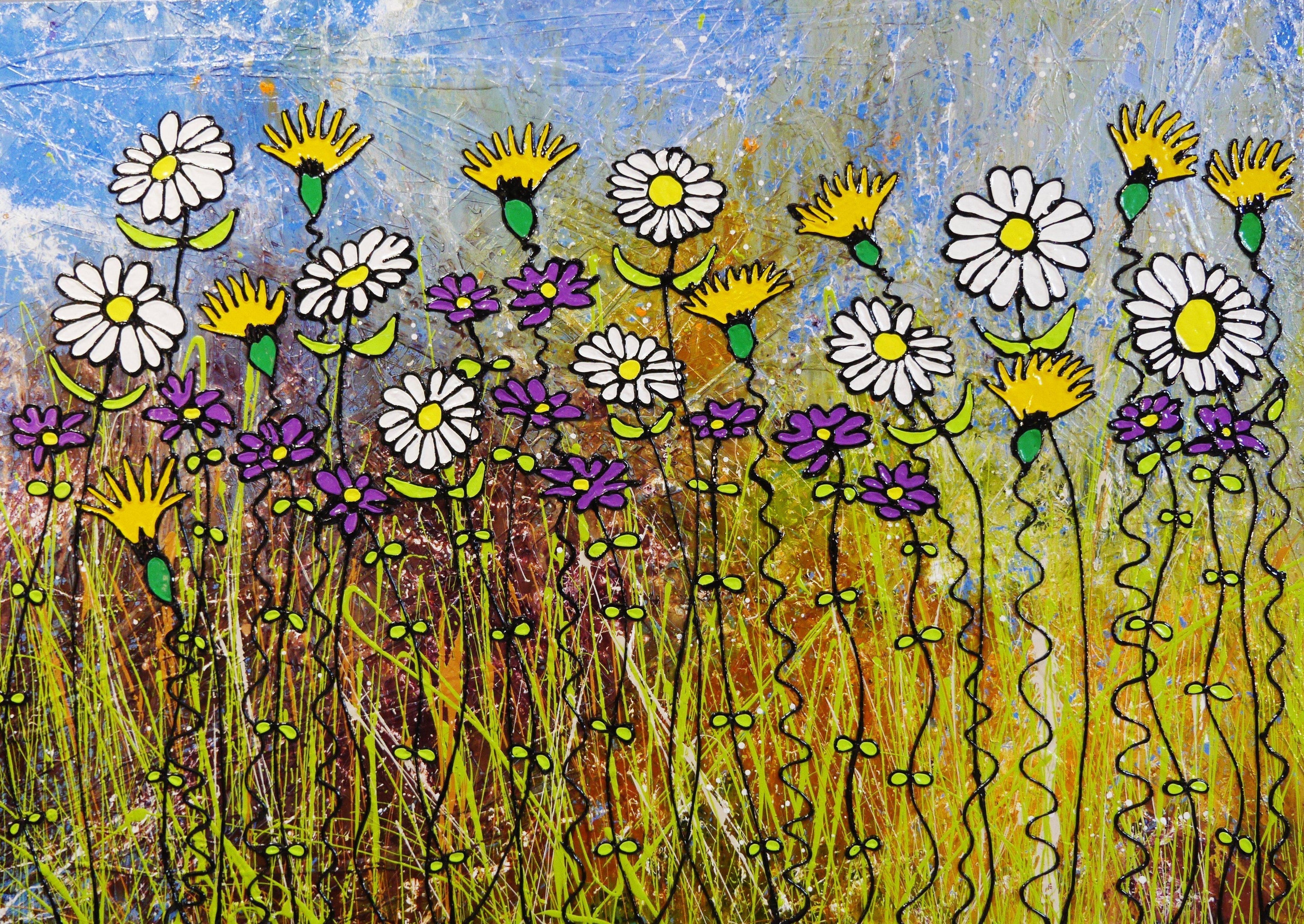 Desert Bloom 140cm x 100cm Flowers Painting (SOLD)-abstract realism-[Franko_Artist]-[Australian_artist]-[Gold_Coast]-[Brisbane]-[modern]-[contemporary]-[original]-[Large_artwork]-Franklin Art Studio
