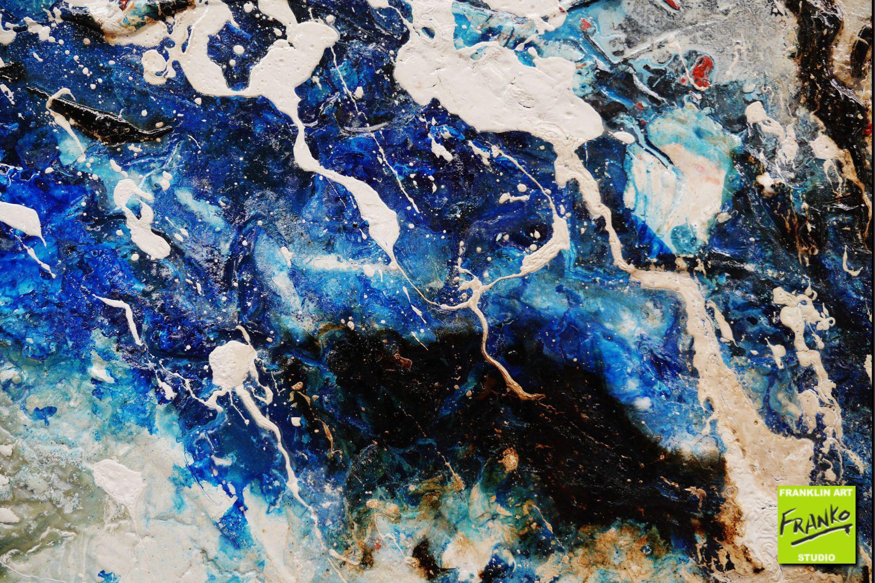 Desert Riches 190cm x 100cm Blue Red White Textured Abstract Painting (SOLD)
