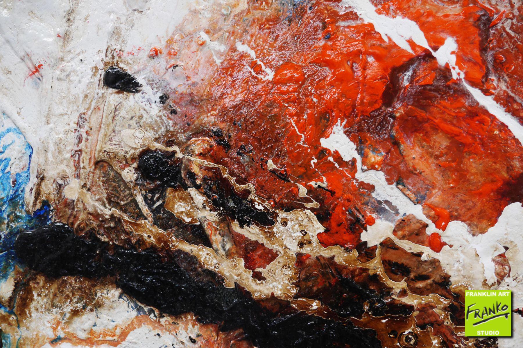 Desert Riches 190cm x 100cm Blue Red White Textured Abstract Painting (SOLD)
