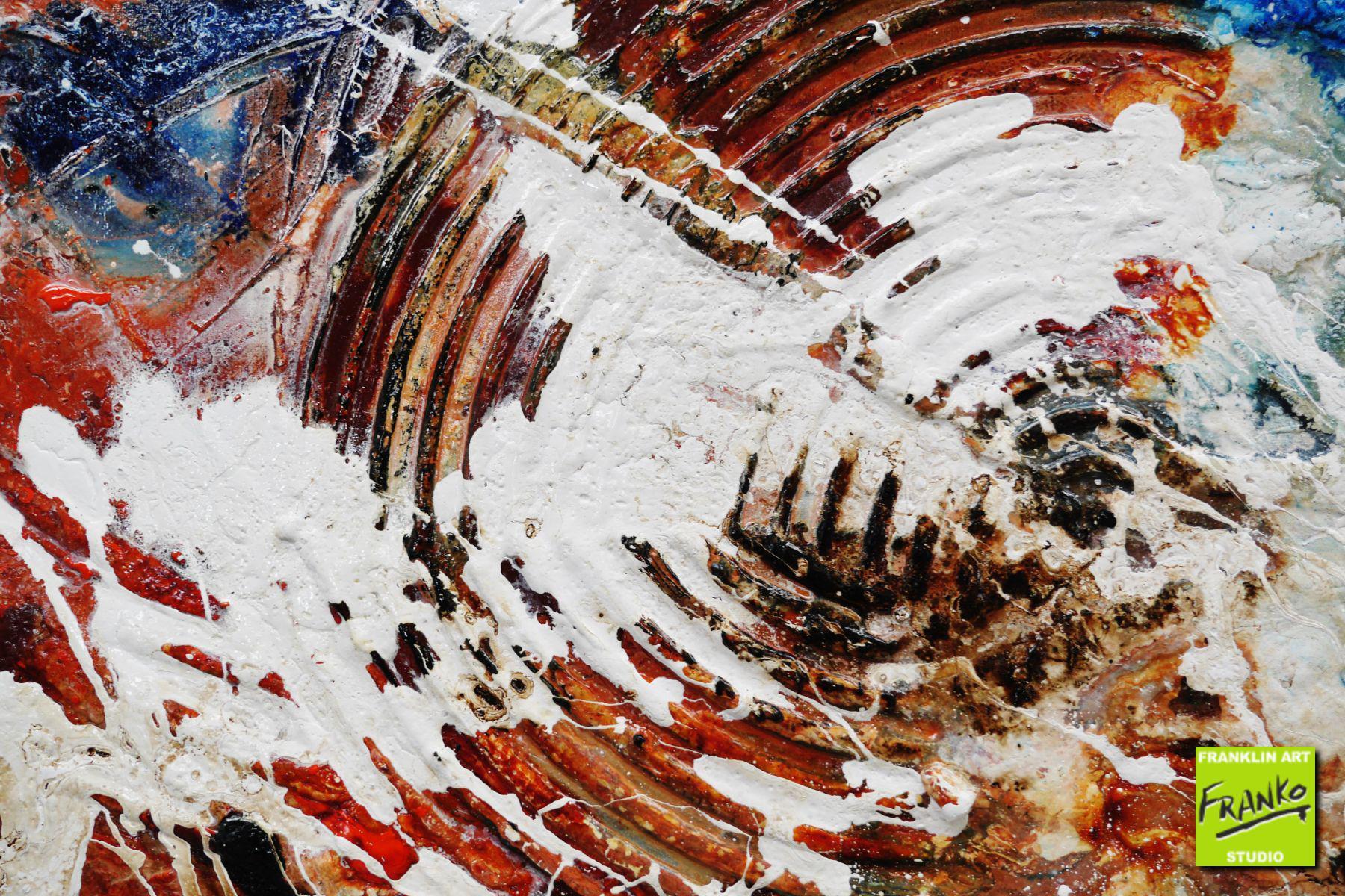 Desert Riches 190cm x 100cm Blue Red White Textured Abstract Painting (SOLD)-Abstract-[Franko]-[Artist]-[Australia]-[Painting]-Franklin Art Studio