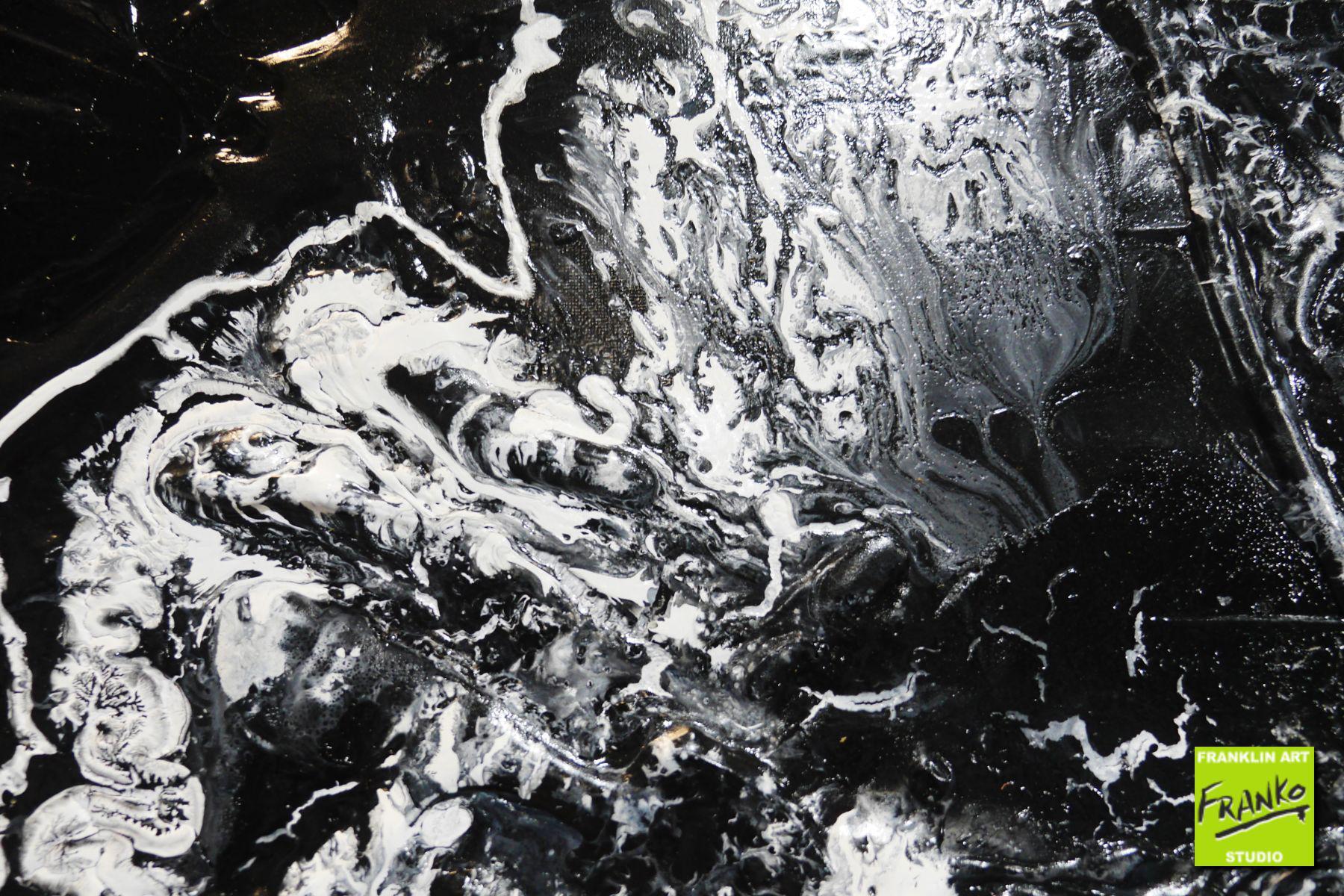 Designer Tango 100cm x 100cm White Black Textured Abstract Painting (SOLD)