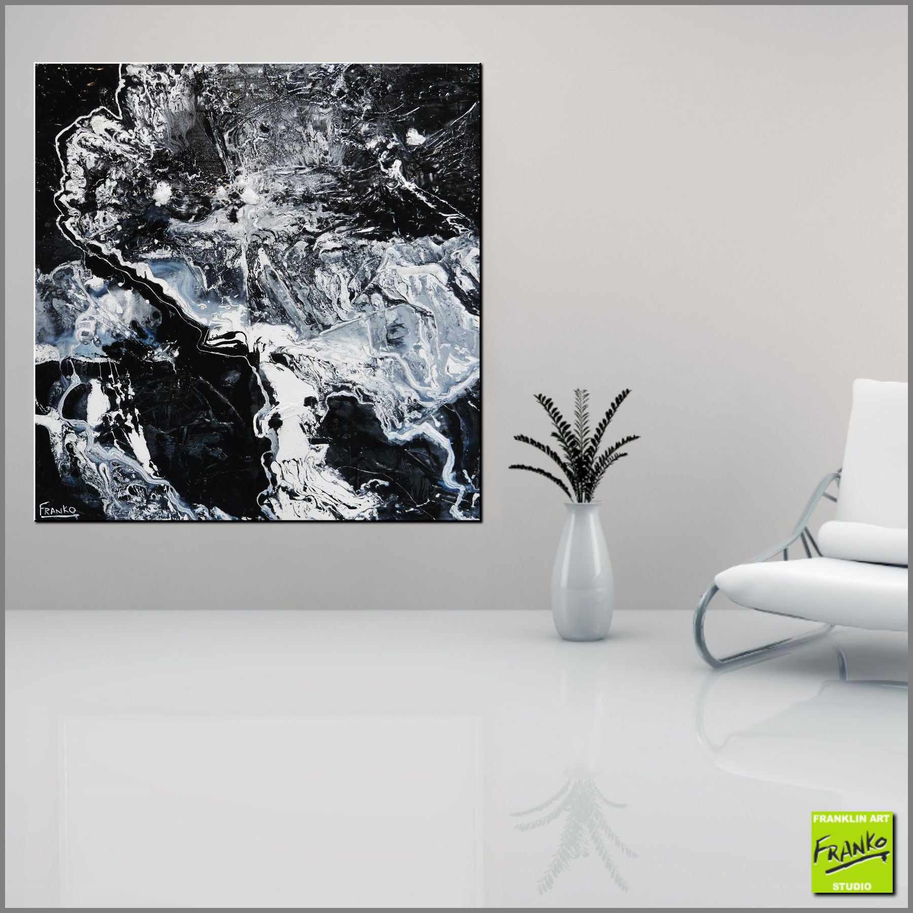 Designer Tango 100cm x 100cm White Black Textured Abstract Painting (SOLD)-Abstract-[Franko_Artist]-[Australian_artist]-[Gold_Coast]-[Brisbane]-[modern]-[contemporary]-[original]-[Large_artwork]-[The_Block]-[Dream_Homes]-[ideas]-[Grand_Designs]-[Art_Lover]-Franklin Art Studio