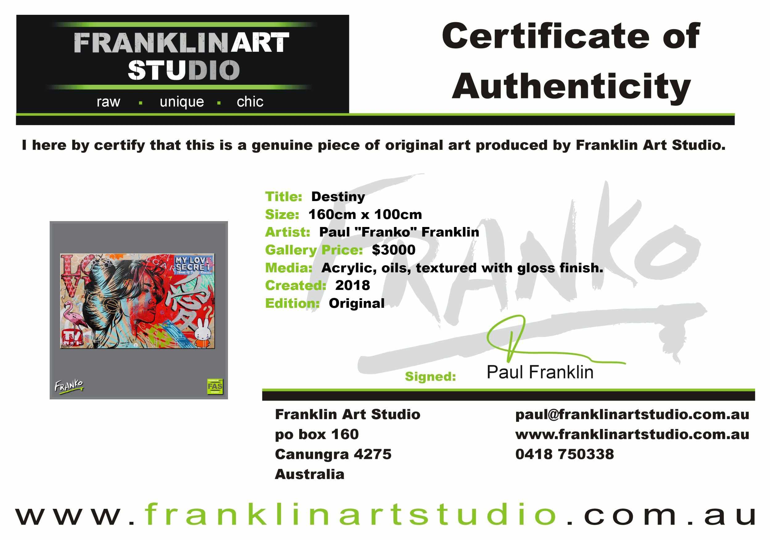 Destiny 160cm x 100cm Geisha Textured Urban Pop Art Painting (SOLD)-urban pop-[Franko_Artist]-[The_Block]-[Dream_Homes]-[ideas]- [Grand_Designs]-Franklin Art Studio