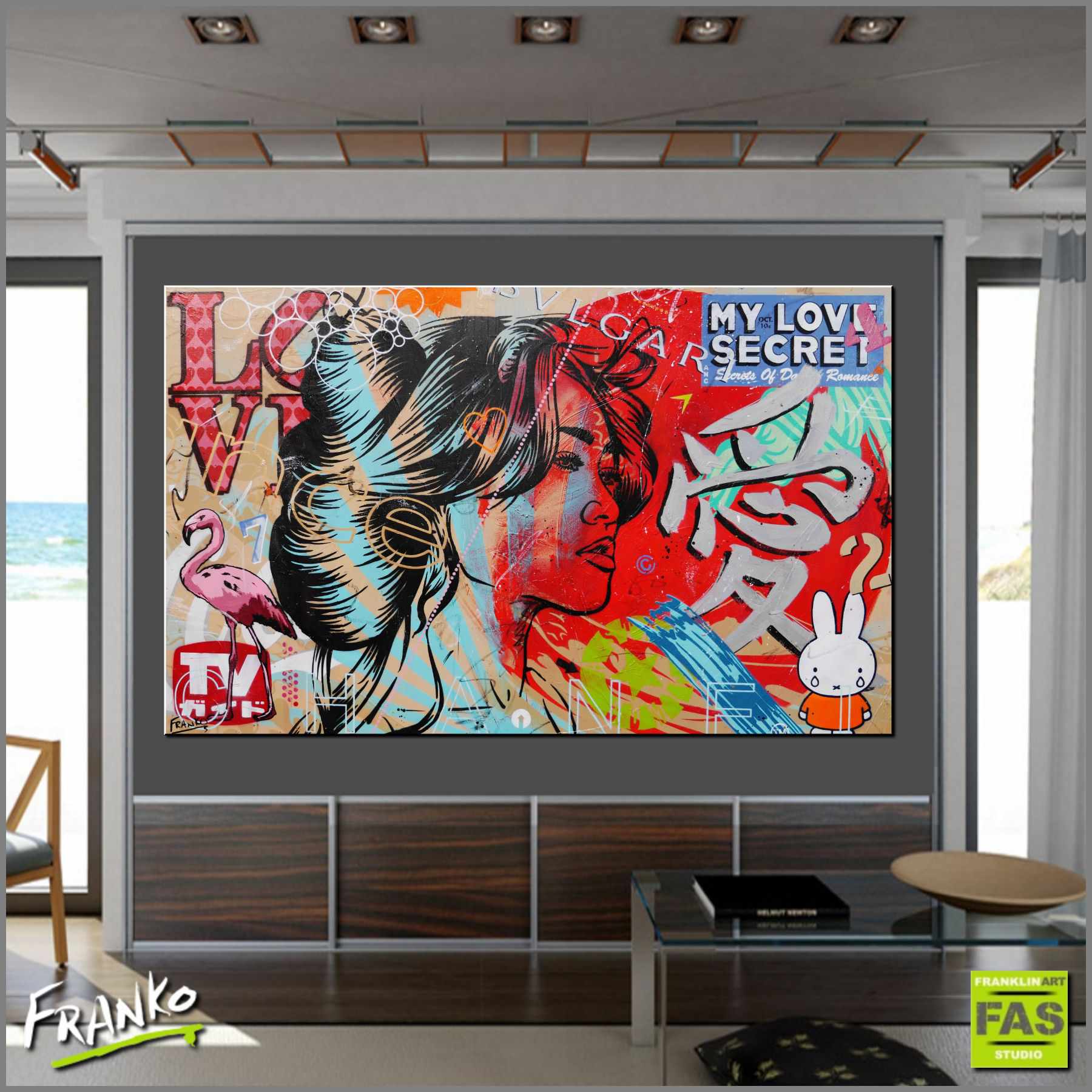 Destiny 160cm x 100cm Geisha Textured Urban Pop Art Painting (SOLD)-urban pop-[Franko_Artist]-[Australian_artist]-[Gold_Coast]-[Brisbane]-[modern]-[contemporary]-[original]-[Large_artwork]-[The_Block]-[Dream_Homes]-[ideas]-[Grand_Designs]-[Art_Lover]-Franklin Art Studio