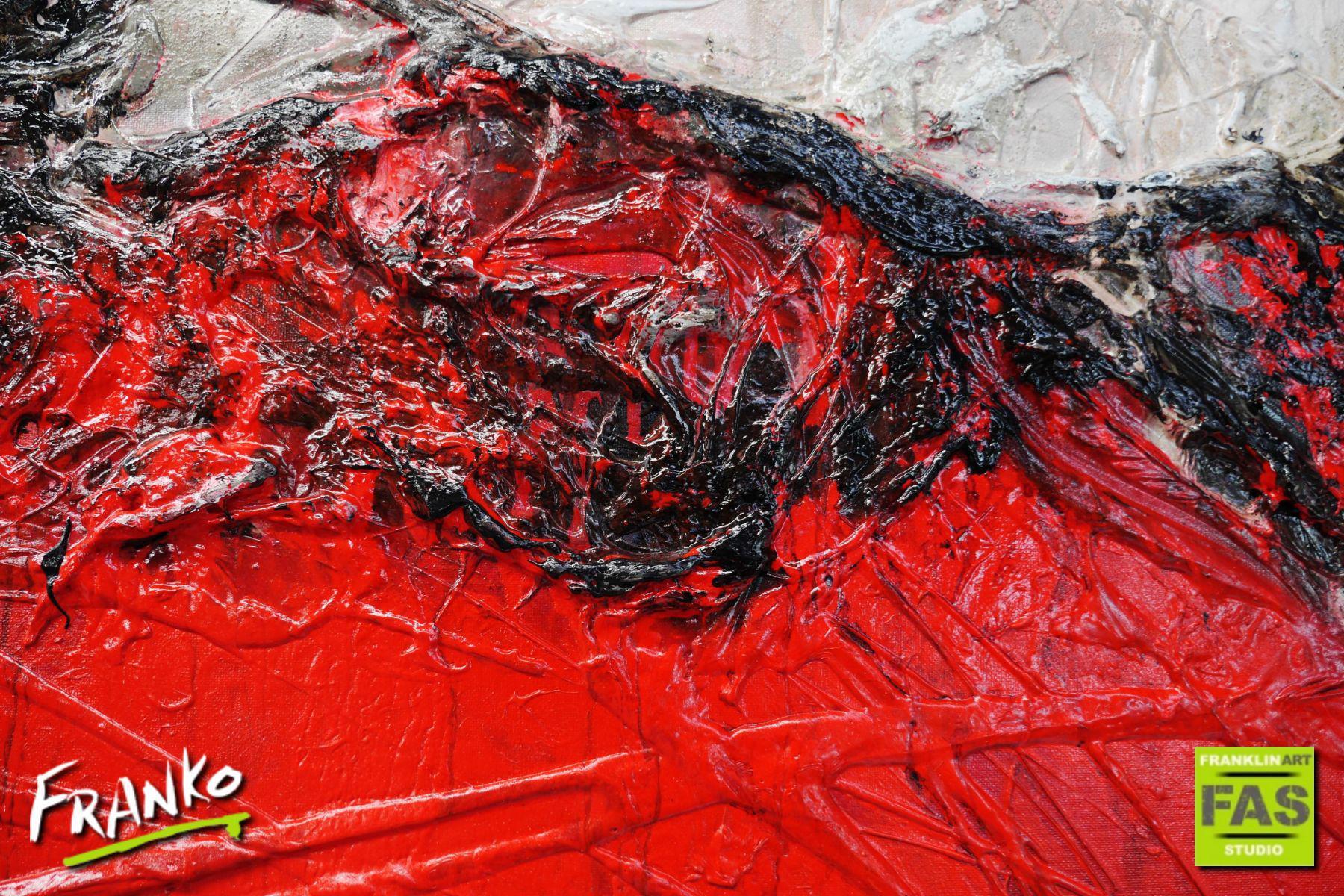 Devils Advocate 190cm x 100cm Red White Textured Abstract Painting (SOLD)-Abstract-[Franko_Artist]-[The_Block]-[Dream_Homes]-[ideas]-[Grand_Designs]-[Art_Lover]-Franklin Art Studio