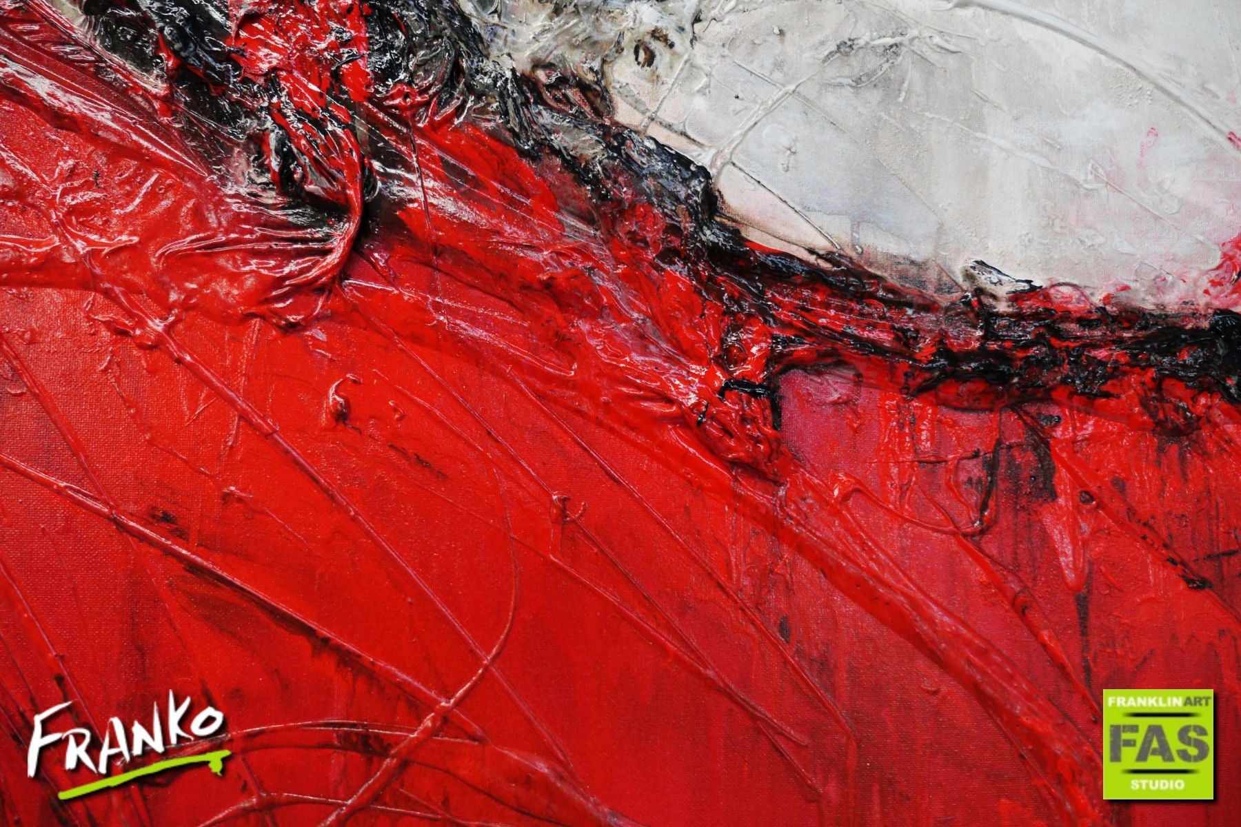 Devils Advocate 190cm x 100cm Red White Textured Abstract Painting (SOLD)