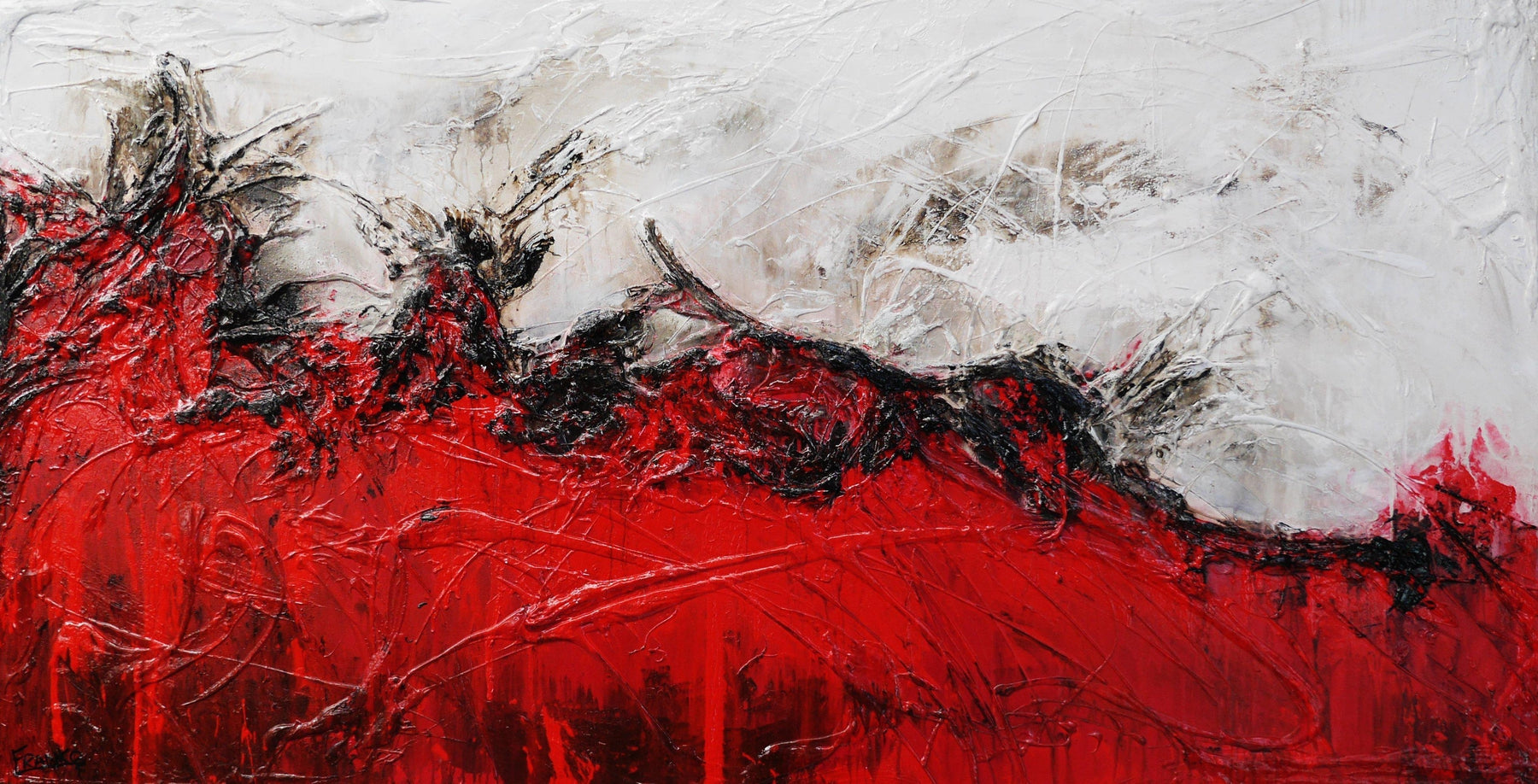 Devils Advocate 190cm x 100cm Red White Textured Abstract Painting (SOLD)-Abstract-[Franko_Artist]-[Australian_artist]-[Gold_Coast]-[Brisbane]-[modern]-[contemporary]-[original]-[Large_artwork]-Franklin Art Studio