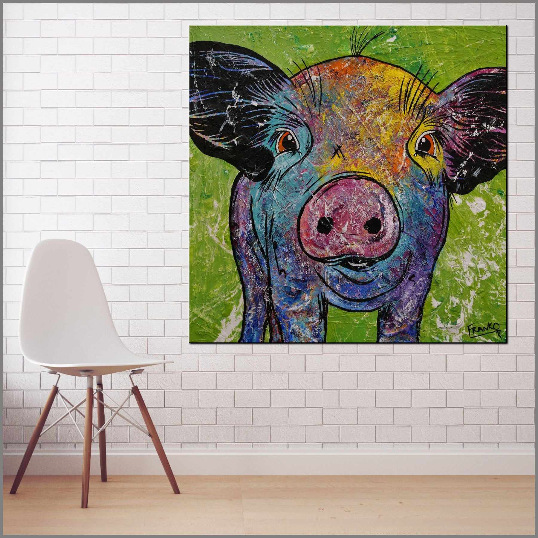 Don Junior 100cm x 100cm Pig Textured Abstract Realism Painting (SOLD)-abstract realism-[Franko_Artist]-[Australian_artist]-[Gold_Coast]-[Brisbane]-[modern]-[contemporary]-[original]-[Large_artwork]-[The_Block]-[Dream_Homes]-[ideas]-[Grand_Designs]-[Art_Lover]-Franklin Art Studio