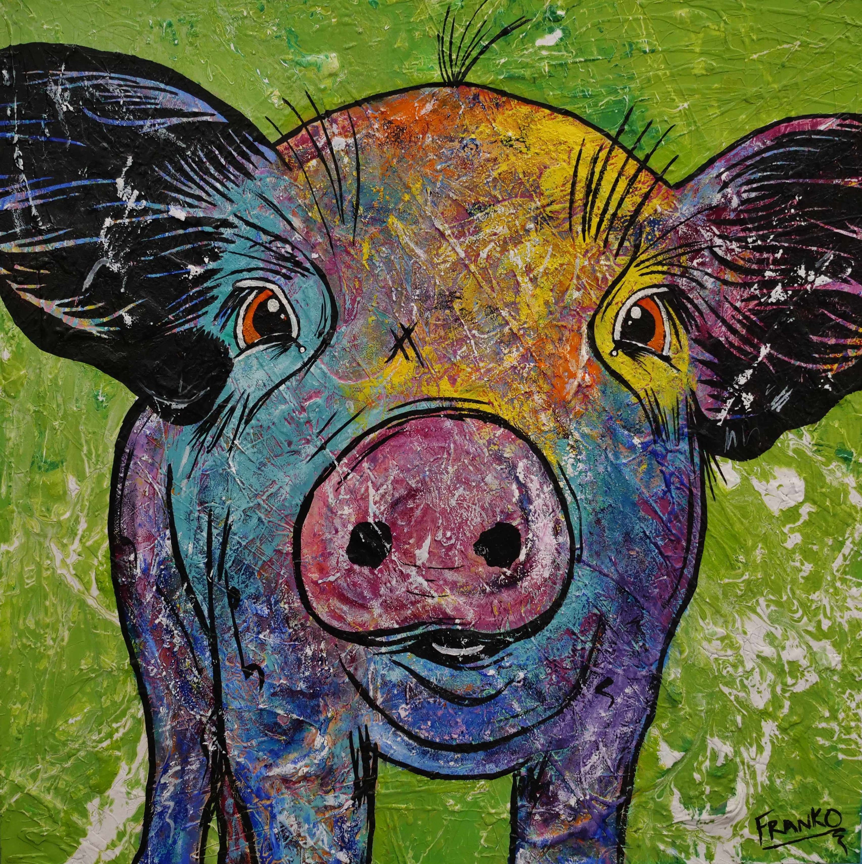 Don Junior 100cm x 100cm Pig Textured Abstract Realism Painting (SOLD)-abstract realism-[Franko_Artist]-[Australian_artist]-[Gold_Coast]-[Brisbane]-[modern]-[contemporary]-[original]-[Large_artwork]-Franklin Art Studio