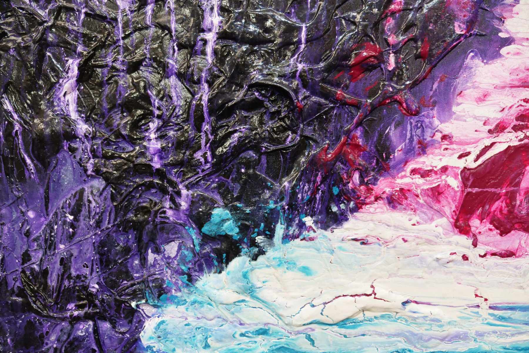 Don't Let Me Go 160cm x 60cm Blue Pink Purple Textured Abstract Painting (SOLD)