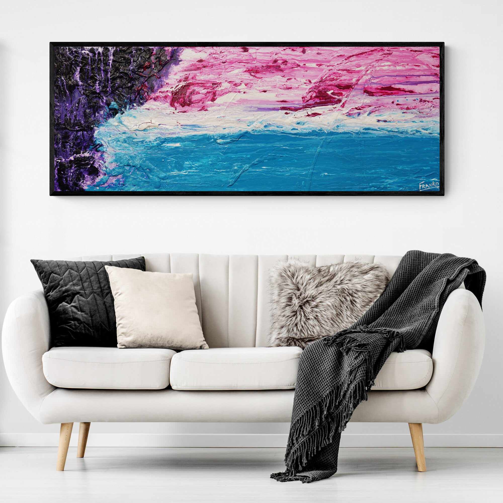 Don't Let Me Go 160cm x 60cm Blue Pink Purple Textured Abstract Painting (SOLD)-abstract-[Franko_Artist]-[Australian_artist]-[Gold_Coast]-[Brisbane]-[modern]-[contemporary]-[original]-[Large_artwork]-[The_Block]-[Dream_Homes]-[ideas]-[Grand_Designs]-[Art_Lover]-Franklin Art Studio