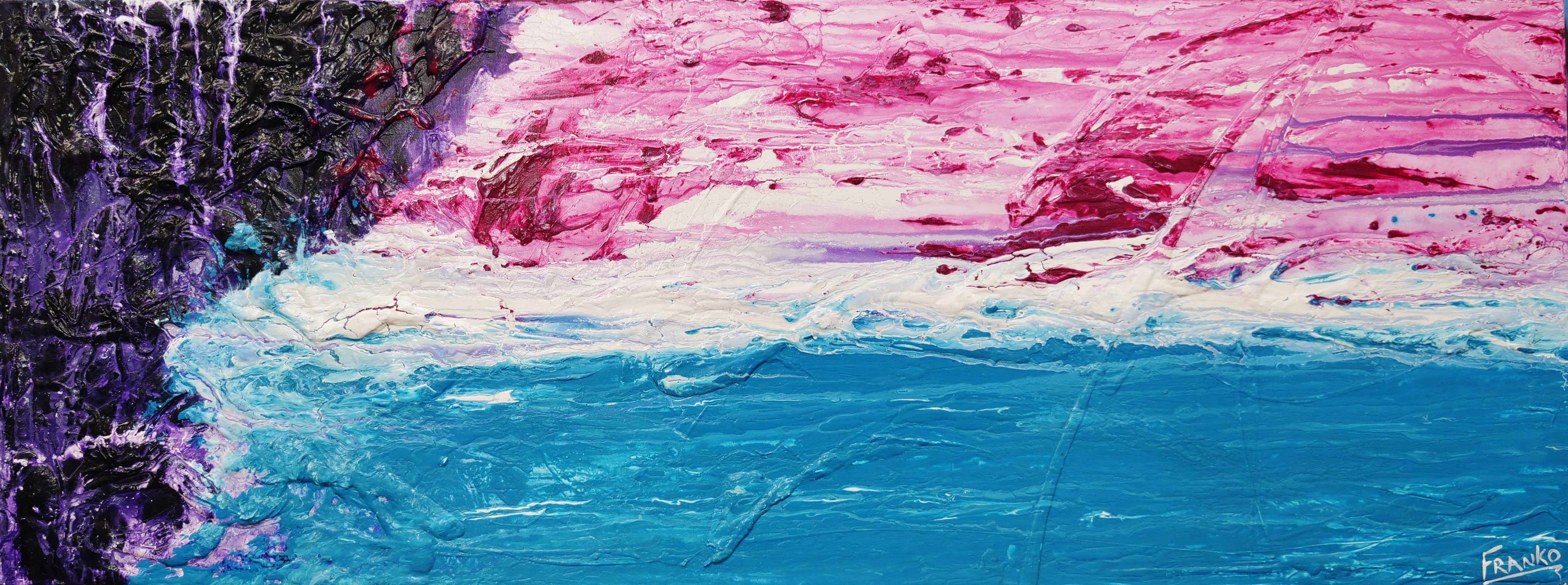 Don't Let Me Go 160cm x 60cm Blue Pink Purple Textured Abstract Painting (SOLD)-abstract-[Franko_Artist]-[Australian_artist]-[Gold_Coast]-[Brisbane]-[modern]-[contemporary]-[original]-[Large_artwork]-Franklin Art Studio
