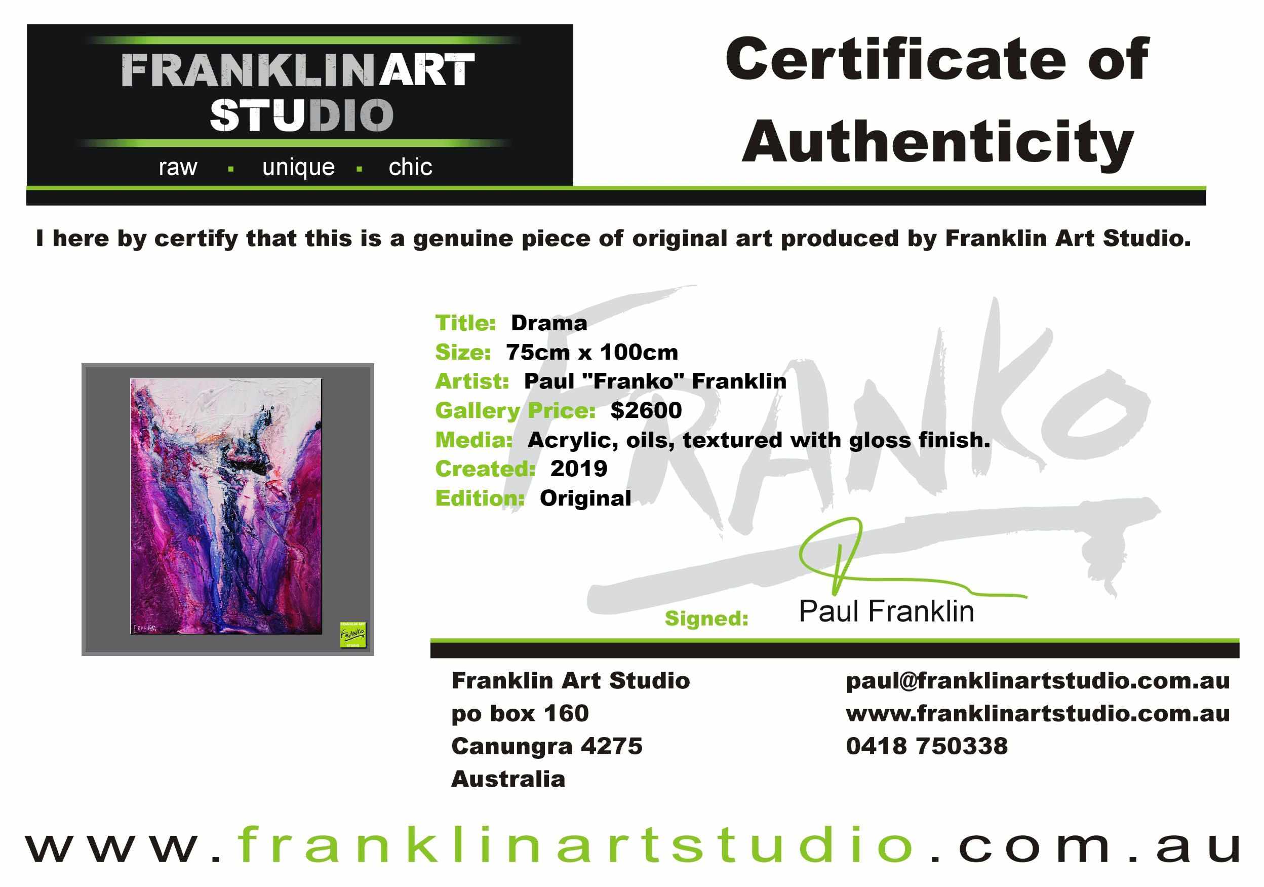 Drama 75cm x 100cm Purple Pink White Textured Abstract Painting (SOLD)-Abstract-[Franko_Artist]-[The_Block]-[Dream_Homes]-[ideas]-[Grand_Designs]-[Art_Lover]-Franklin Art Studio
