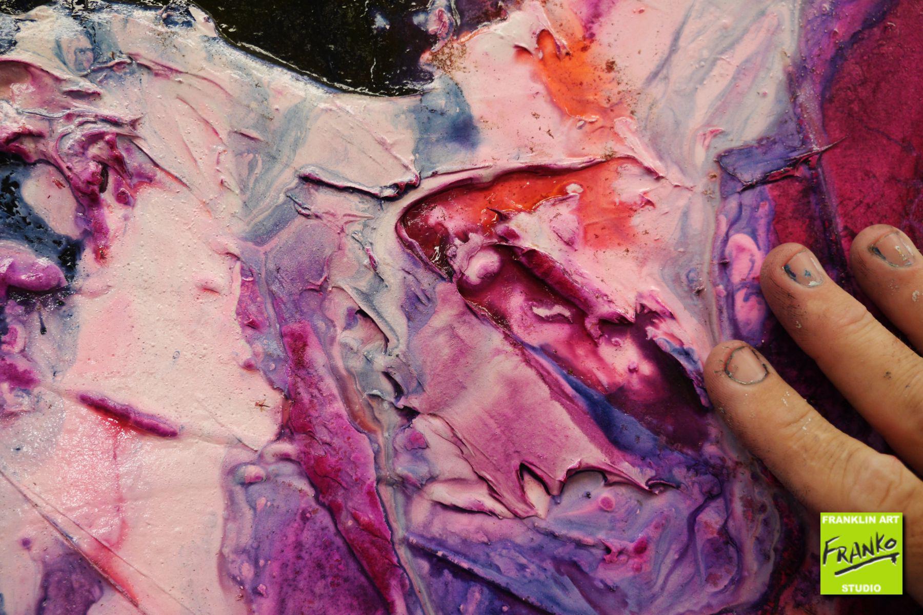 Drama 75cm x 100cm Purple Pink White Textured Abstract Painting (SOLD)