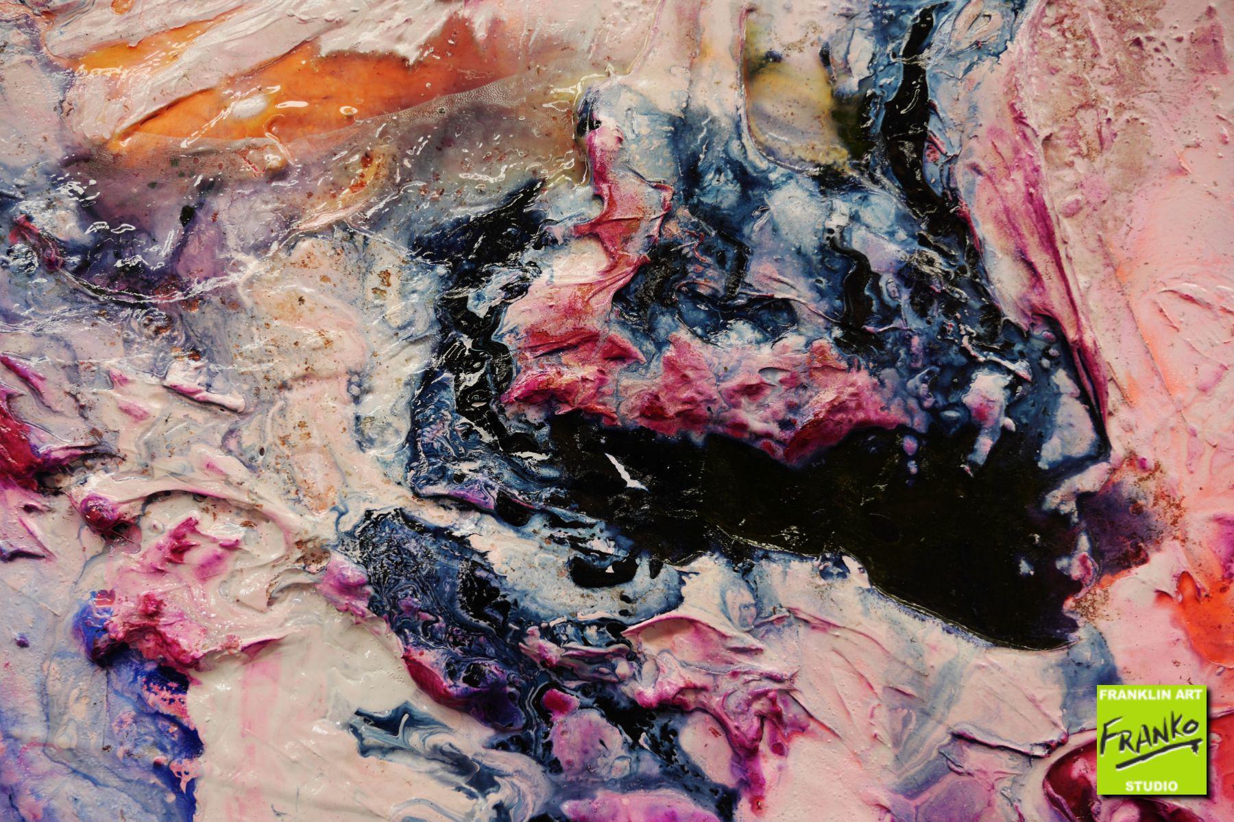 Drama 75cm x 100cm Purple Pink White Textured Abstract Painting (SOLD)-Abstract-[Franko]-[Artist]-[Australia]-[Painting]-Franklin Art Studio