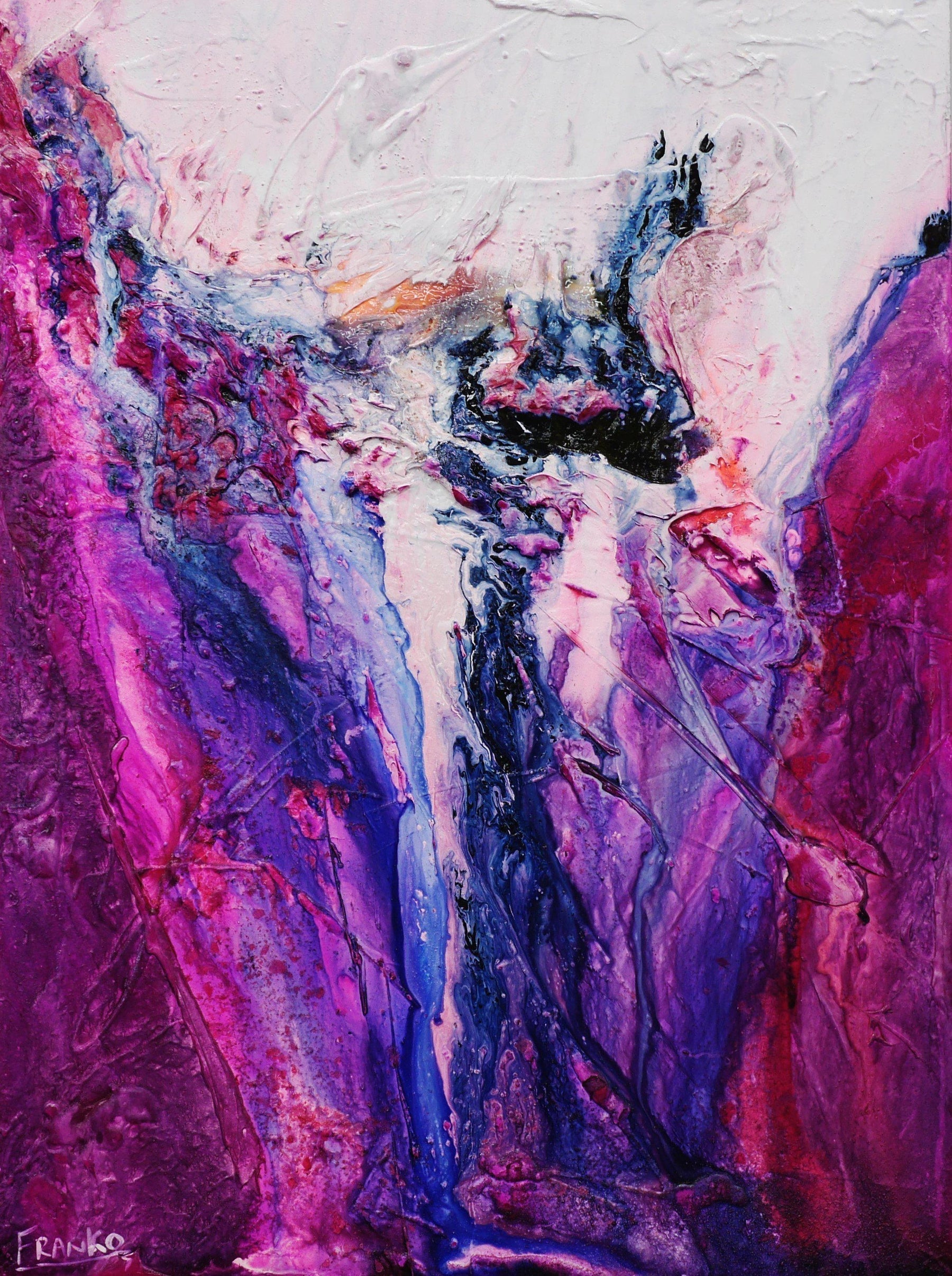 Drama 75cm x 100cm Purple Pink White Textured Abstract Painting (SOLD)-Abstract-[Franko_Artist]-[Australian_artist]-[Gold_Coast]-[Brisbane]-[modern]-[contemporary]-[original]-[Large_artwork]-Franklin Art Studio