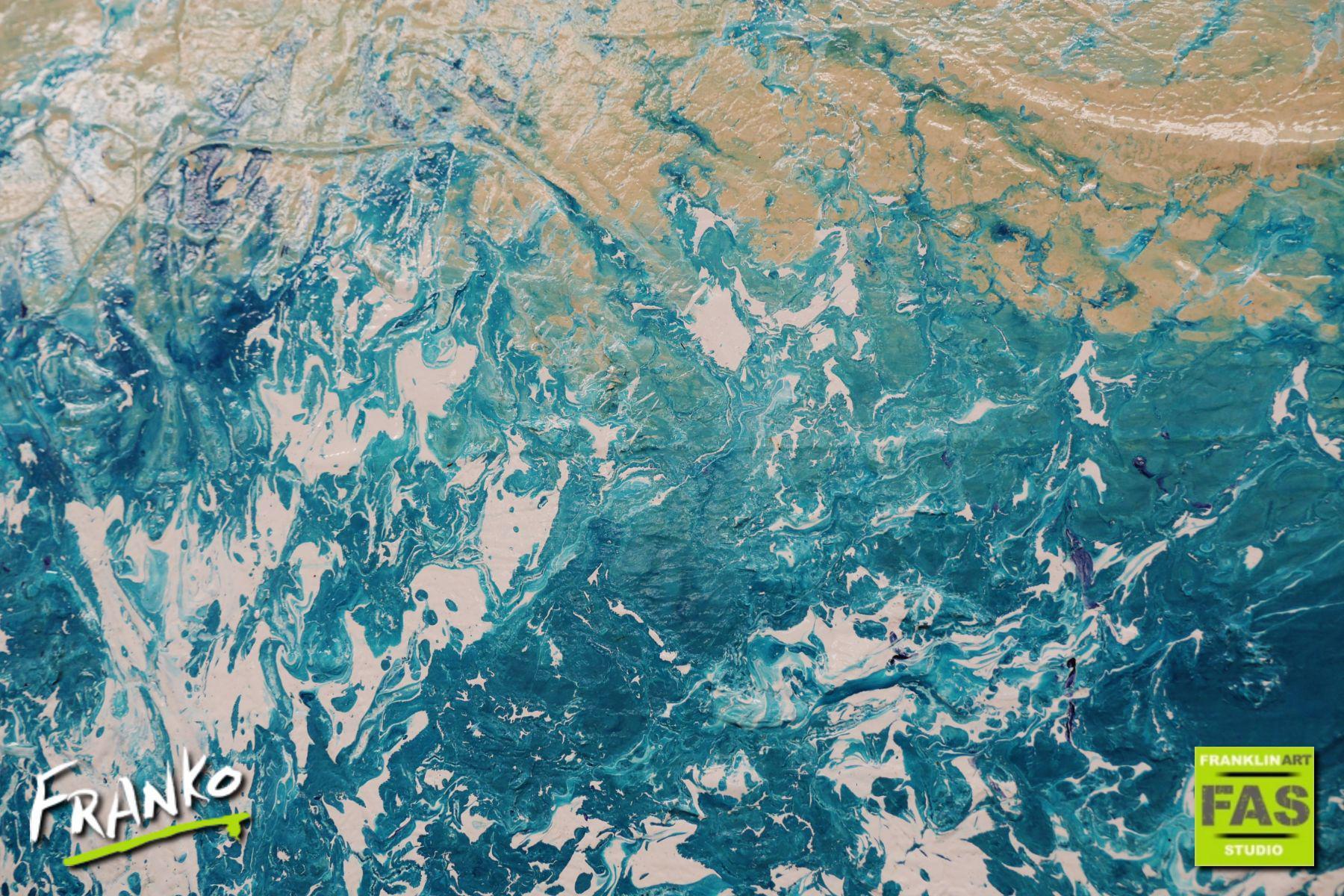 Drift 240cm x 100cm Blue White Cream Textured Abstract Painting (SOLD)