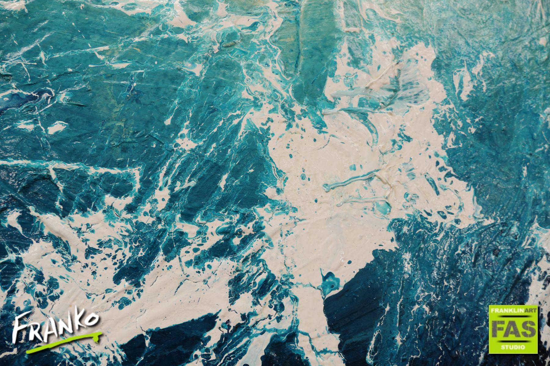 Drift 240cm x 100cm Blue White Cream Textured Abstract Painting (SOLD)
