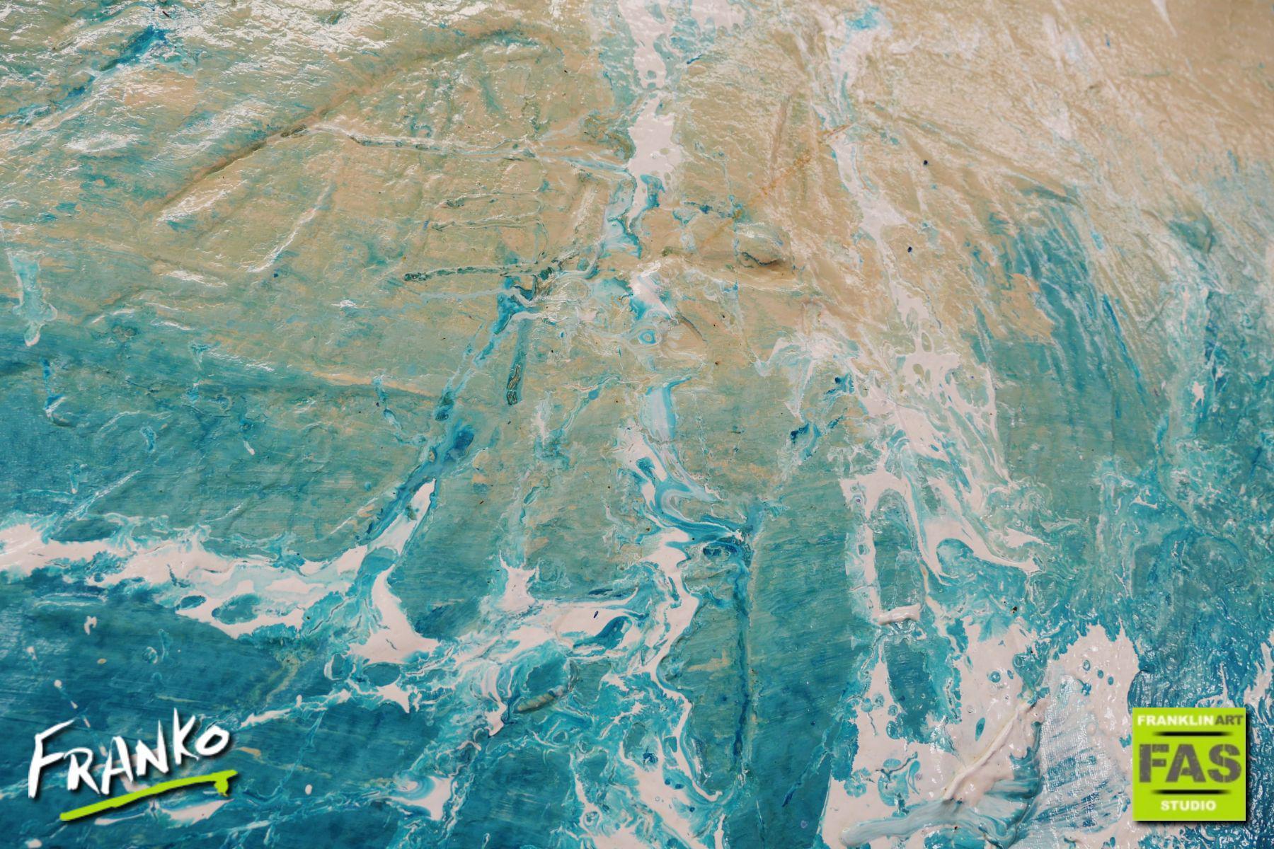 Drift 240cm x 100cm Blue White Cream Textured Abstract Painting (SOLD)-Abstract-[Franko]-[Artist]-[Australia]-[Painting]-Franklin Art Studio