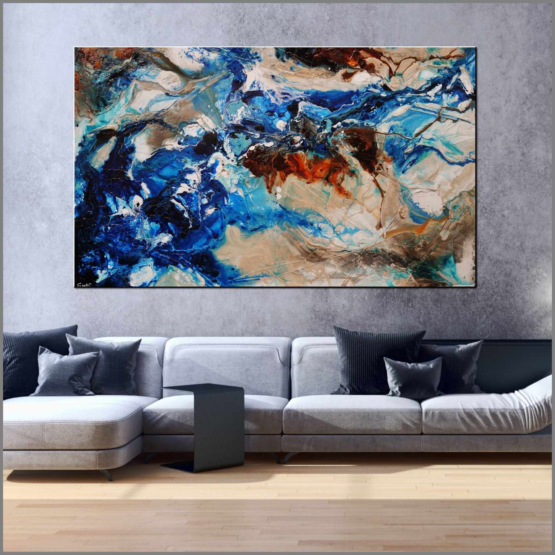 Drifting Grace 250cm x 150cm Blue White Textured Abstract Painting (SOLD)-Abstract-[Franko_Artist]-[Australian_artist]-[Gold_Coast]-[Brisbane]-[modern]-[contemporary]-[original]-[Large_artwork]-[The_Block]-[Dream_Homes]-[ideas]-[Grand_Designs]-[Art_Lover]-Franklin Art Studio