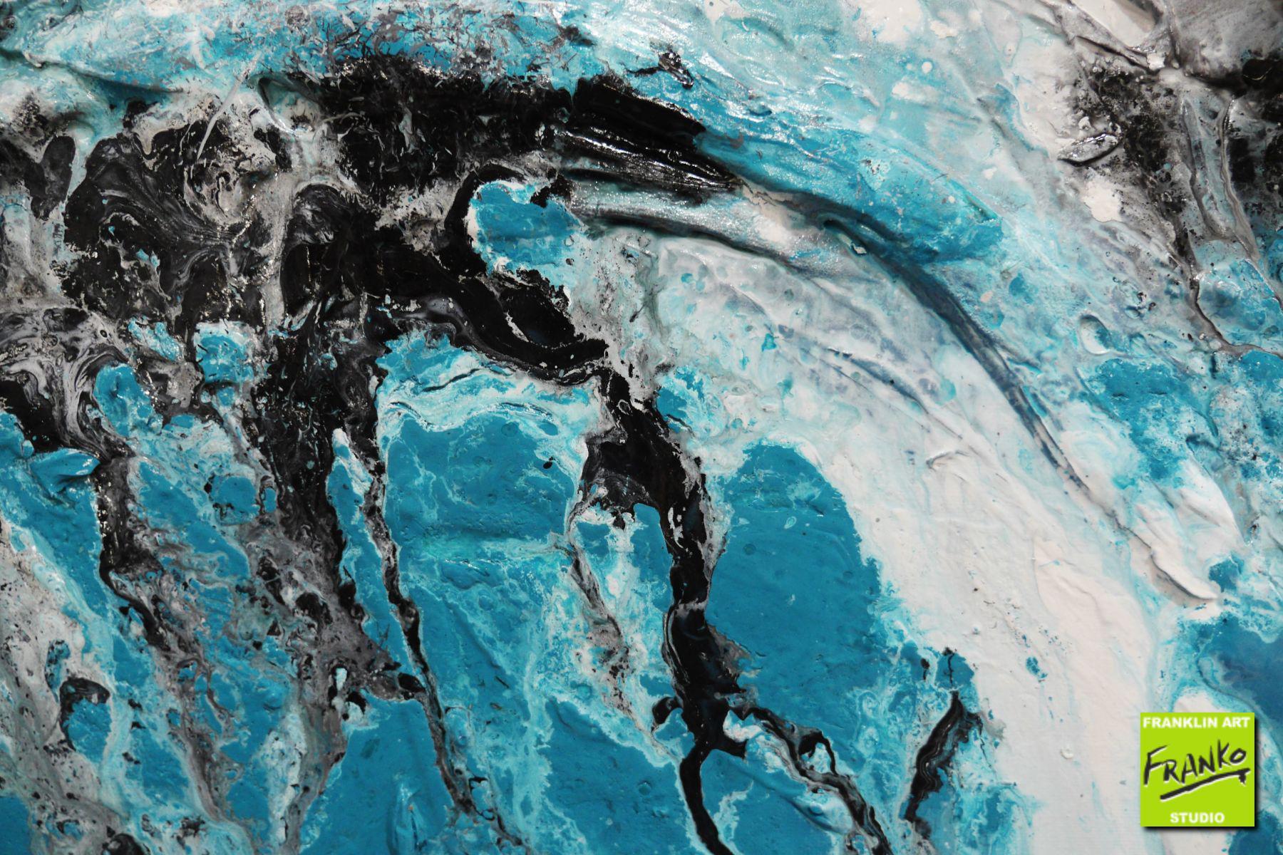Dusky Teal 160cm x 60cm Teal Textured Abstract Painting (SOLD)-Abstract-[Franko]-[Artist]-[Australia]-[Painting]-Franklin Art Studio
