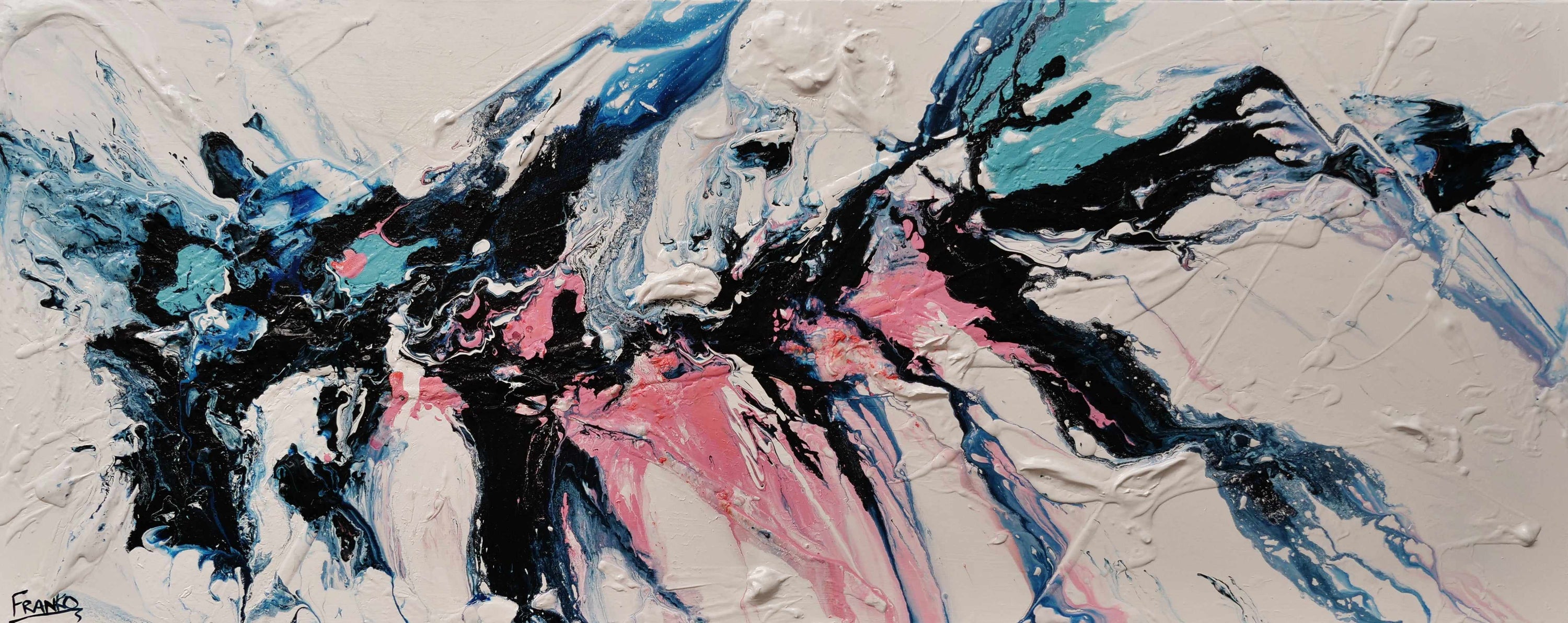 Dusty Midnight 200cm x 80cm White Pink Navy Textured Abstract Painting (SOLD)-Abstract-[Franko_Artist]-[Australian_artist]-[Gold_Coast]-[Brisbane]-[modern]-[contemporary]-[original]-[Large_artwork]-Franklin Art Studio
