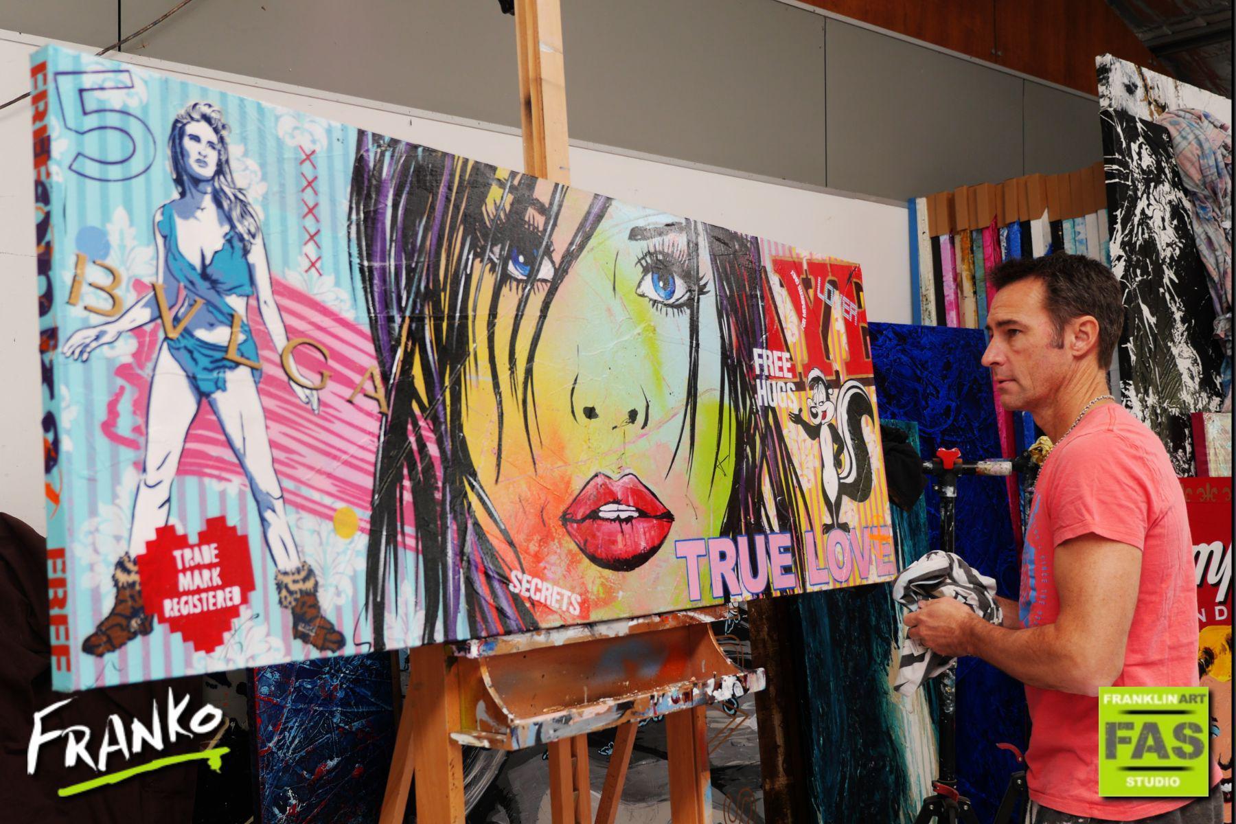 Echoes 160cm x 60cm Gorgeous girl Pop Art Painting (SOLD)-urban pop-[Franko_Artist]-[The_Block]-[Dream_Homes]-[ideas]- [Grand_Designs]-Franklin Art Studio