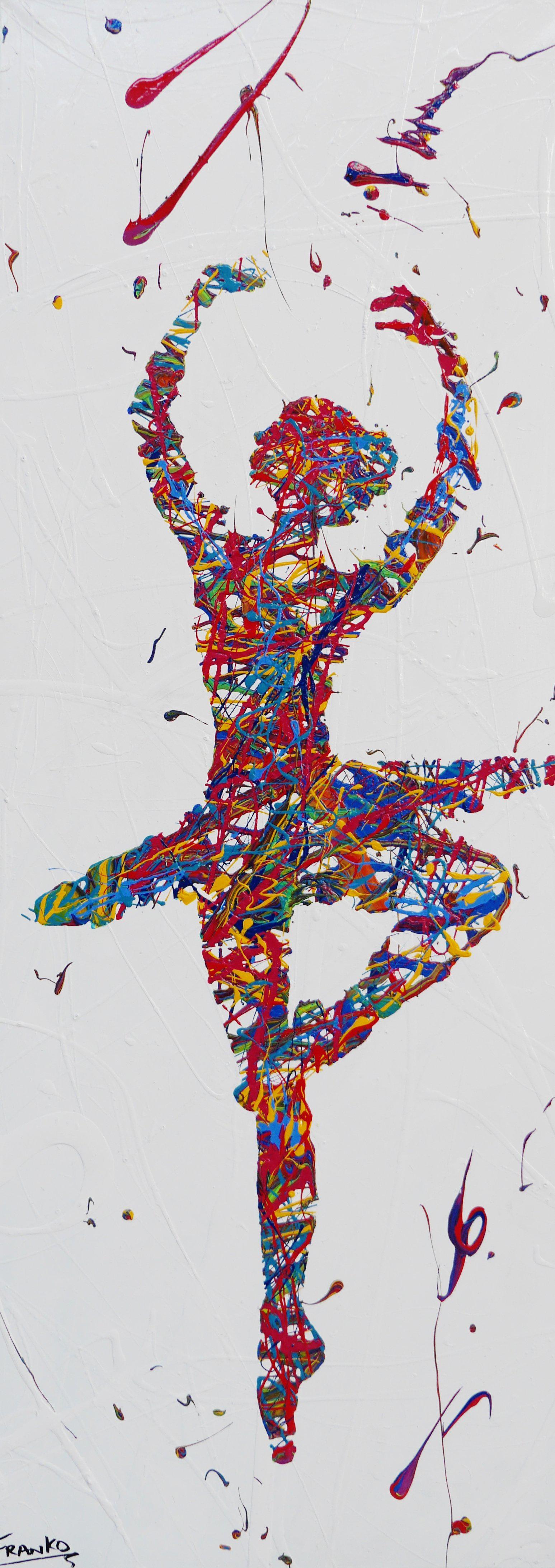 Elegance 160cm x 60cm Ballerina Urban Pop Art Painting (SOLD)-urban pop-[Franko_Artist]-[Australian_artist]-[Gold_Coast]-[Brisbane]-[modern]-[contemporary]-[original]-[Large_artwork]-Franklin Art Studio
