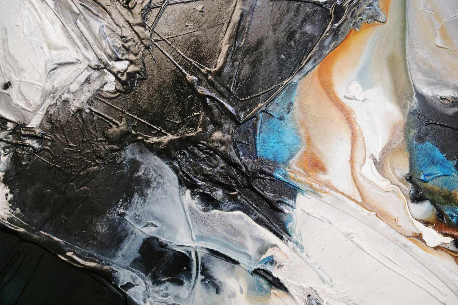 Elevation 240cm x 100cm Black White Rust Textured Abstract Painting (SOLD)