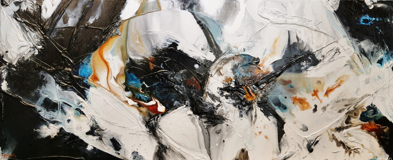 Elevation 240cm x 100cm Black White Rust Textured Abstract Painting (SOLD)-Abstract-[Franko_Artist]-[Australian_artist]-[Gold_Coast]-[Brisbane]-[modern]-[contemporary]-[original]-[Large_artwork]-Franklin Art Studio