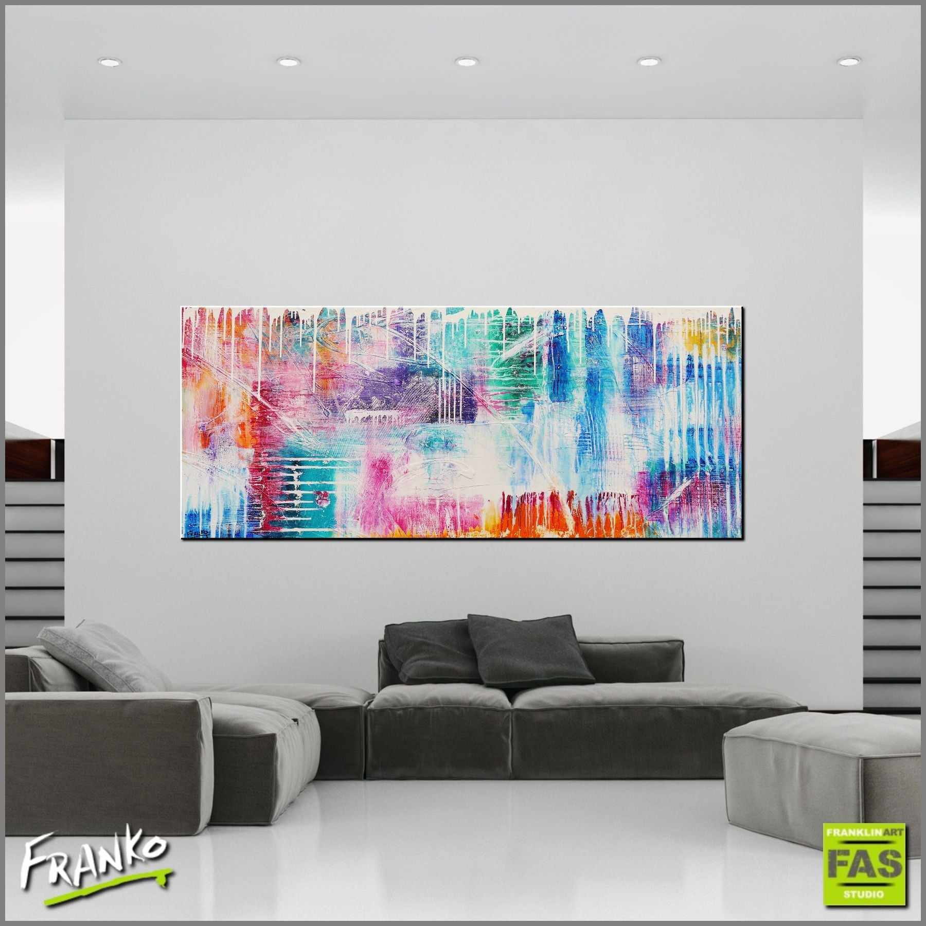 Factor 10 Grunge 240cm x 100cm Colourful Abstract Painting (SOLD)-Abstract-[Franko_Artist]-[Australian_artist]-[Gold_Coast]-[Brisbane]-[modern]-[contemporary]-[original]-[Large_artwork]-[The_Block]-[Dream_Homes]-[ideas]-[Grand_Designs]-[Art_Lover]-Franklin Art Studio
