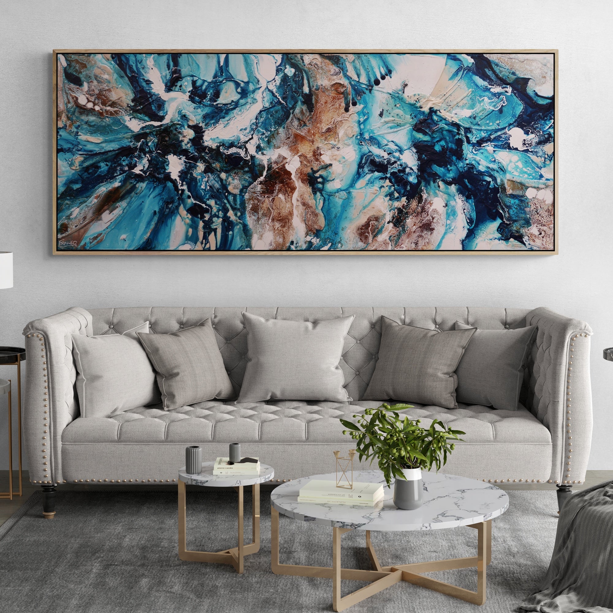Southern Jam 200cm x 80cm Teal Rust White Textured Abstract Painting (SOLD)-Abstract-[Franko_Artist]-[Australian_artist]-[Gold_Coast]-[Brisbane]-[modern]-[contemporary]-[original]-[Large_artwork]-[The_Block]-[Dream_Homes]-[ideas]-[Grand_Designs]-[Art_Lover]-Franklin Art Studio