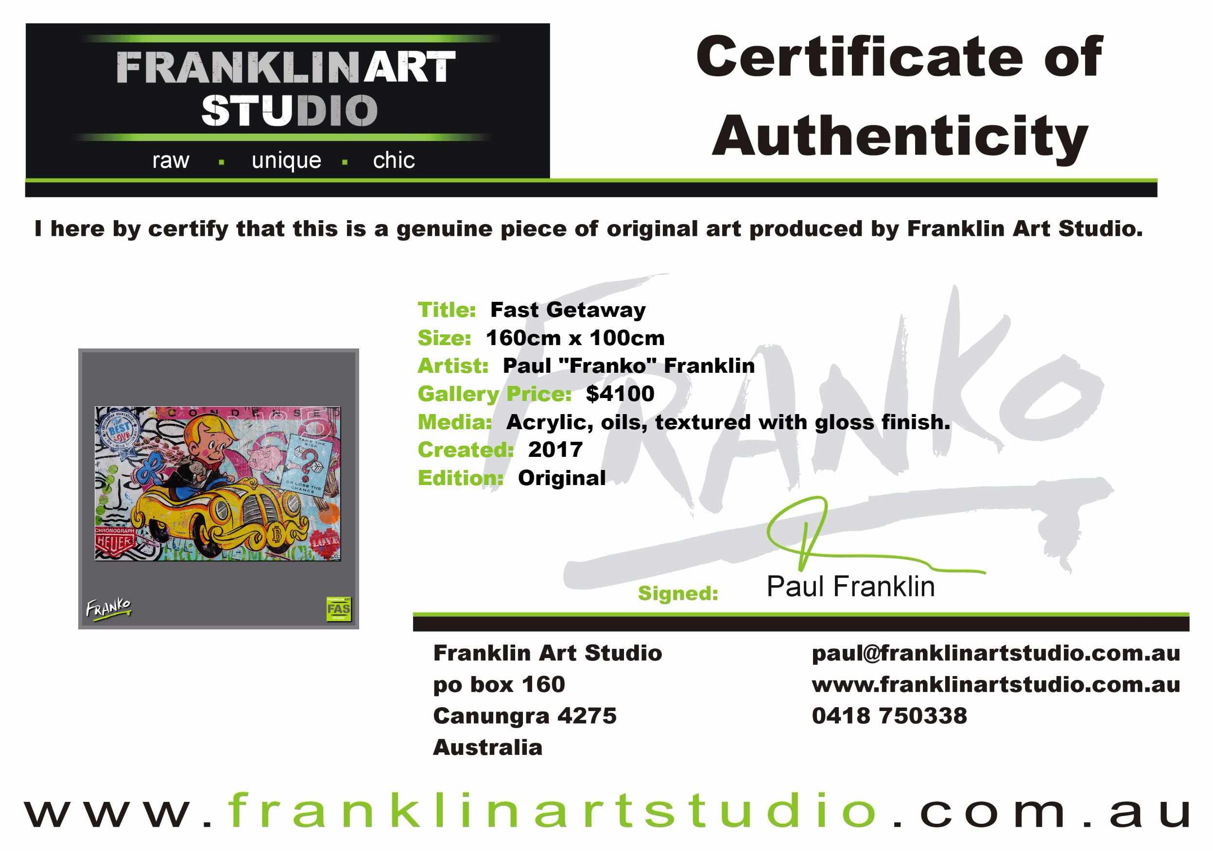 update alt-text with template Fast Getaway 160cm x 100cm Richie Rich Bitcoin (SOLD)-bitcoin themed-[Franko_Artist]-[The_Block]-[Dream_Homes]-[ideas]- [Grand_Designs]-Franklin Art Studio